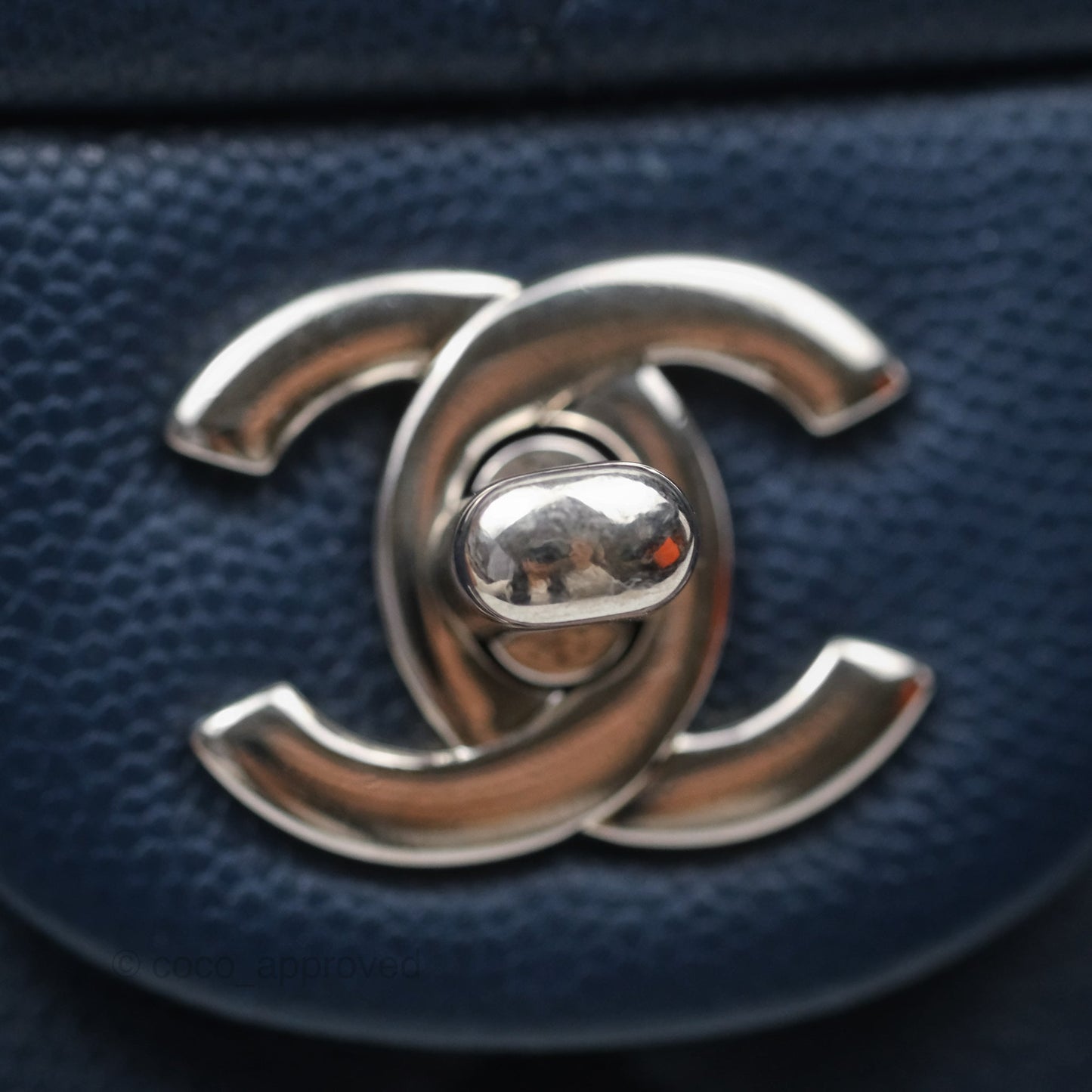 Chanel Mini Square Flap Quilted Navy Caviar Silver Hardware