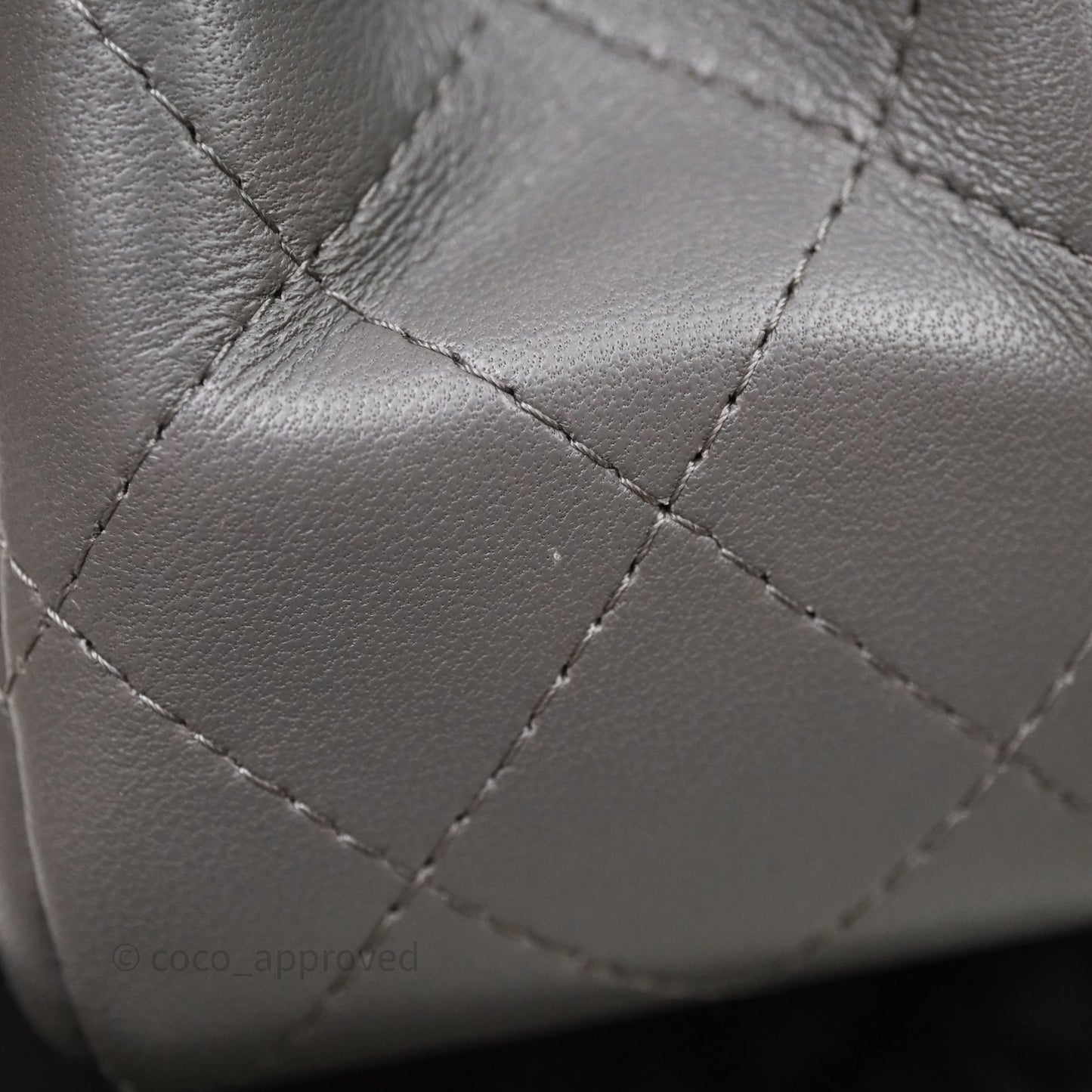 Chanel Mini Square Quilted Grey Lambskin Gold Hardware