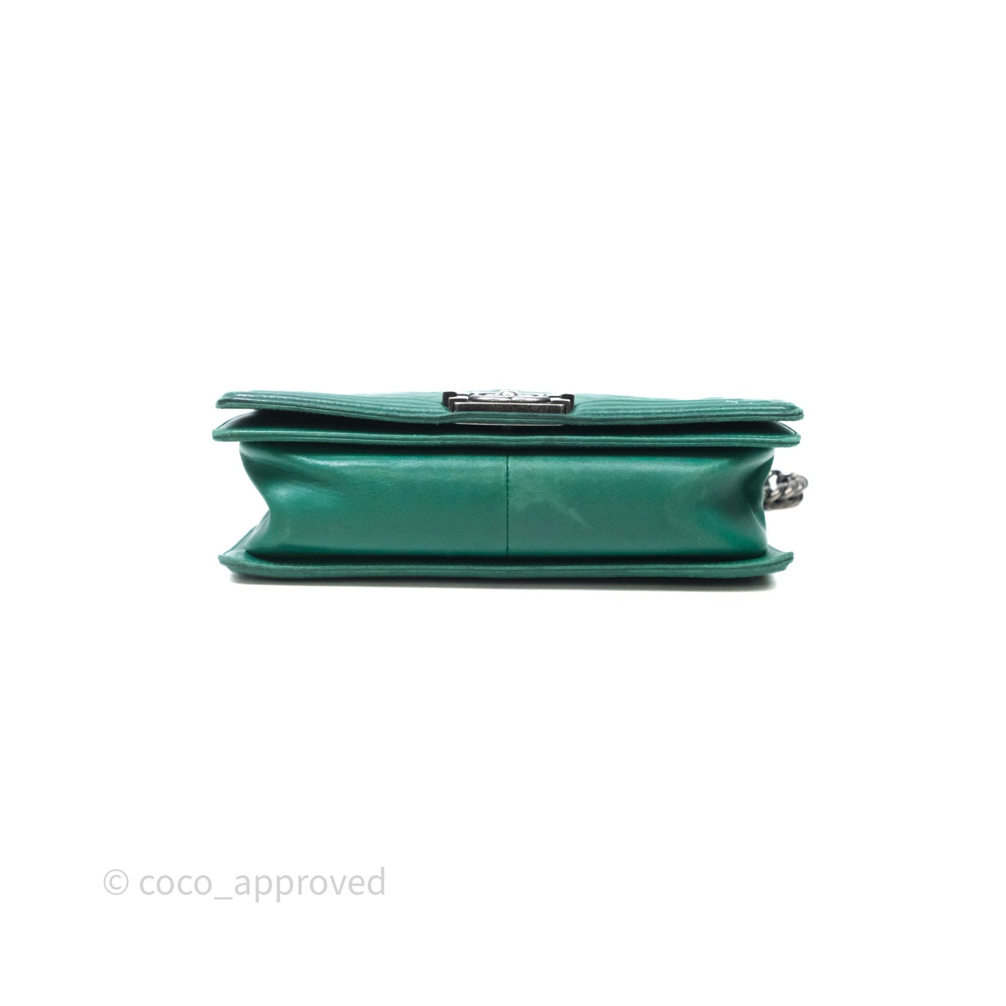 Chanel Medium Boy Quilted Green Lambskin Ruthenium Hardware