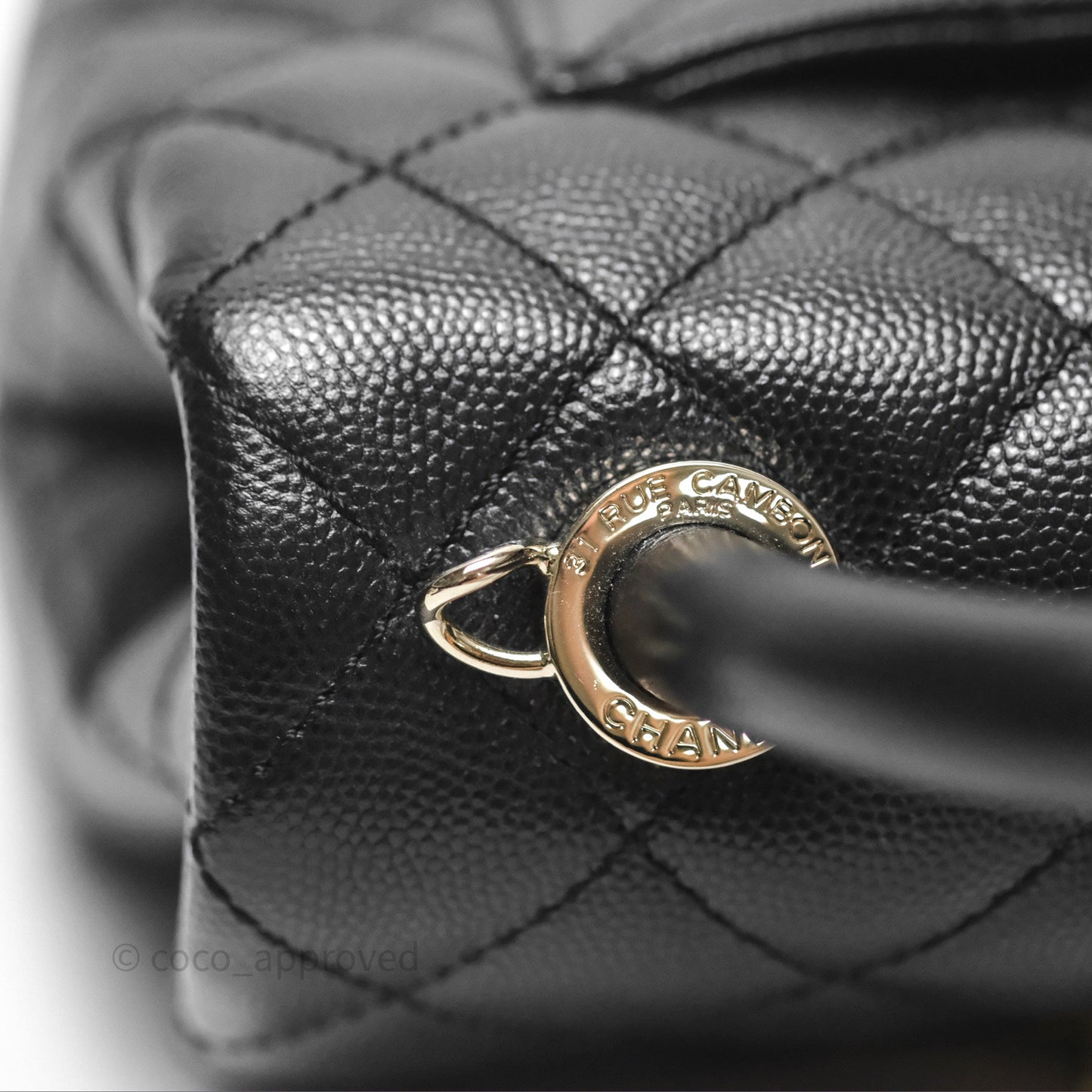 Chanel Mini Coco Handle Quilted Black Caviar Gold Hardware