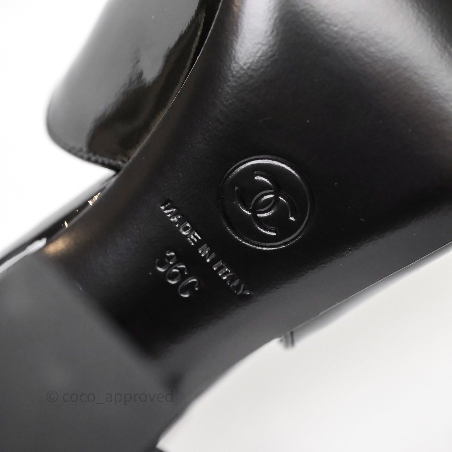 Chanel CC Heels Black Patent Size 36