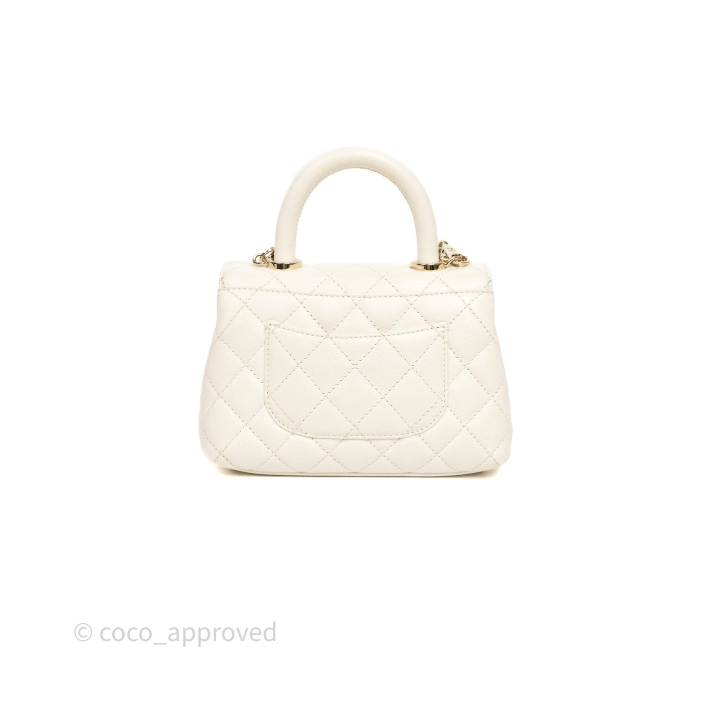 Chanel Mini Coco Handle Quilted Ivory White Caviar Gold Hardware