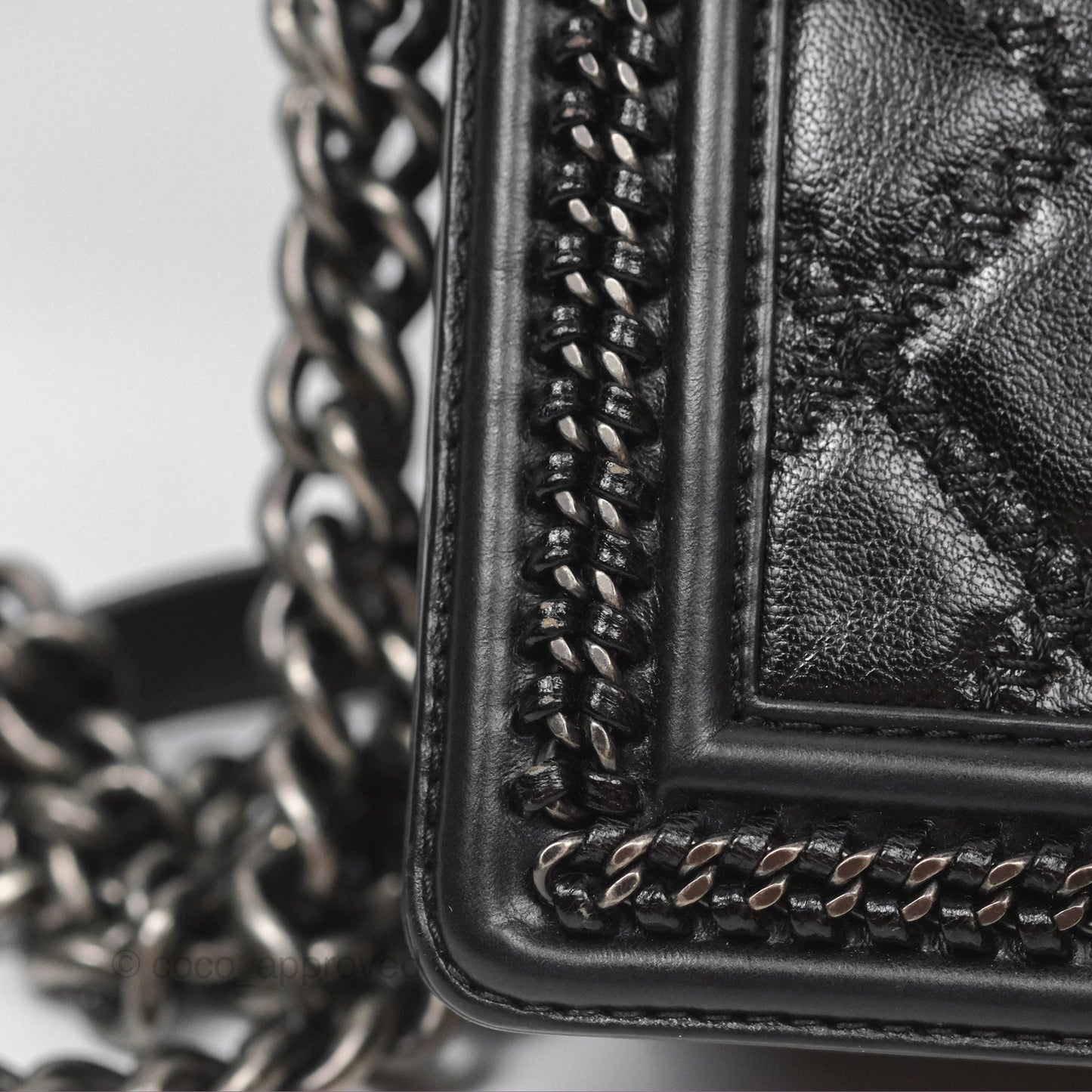Chanel Small Chain Around Top Handle Boy Black Calfskin Ruthenium Hardware
