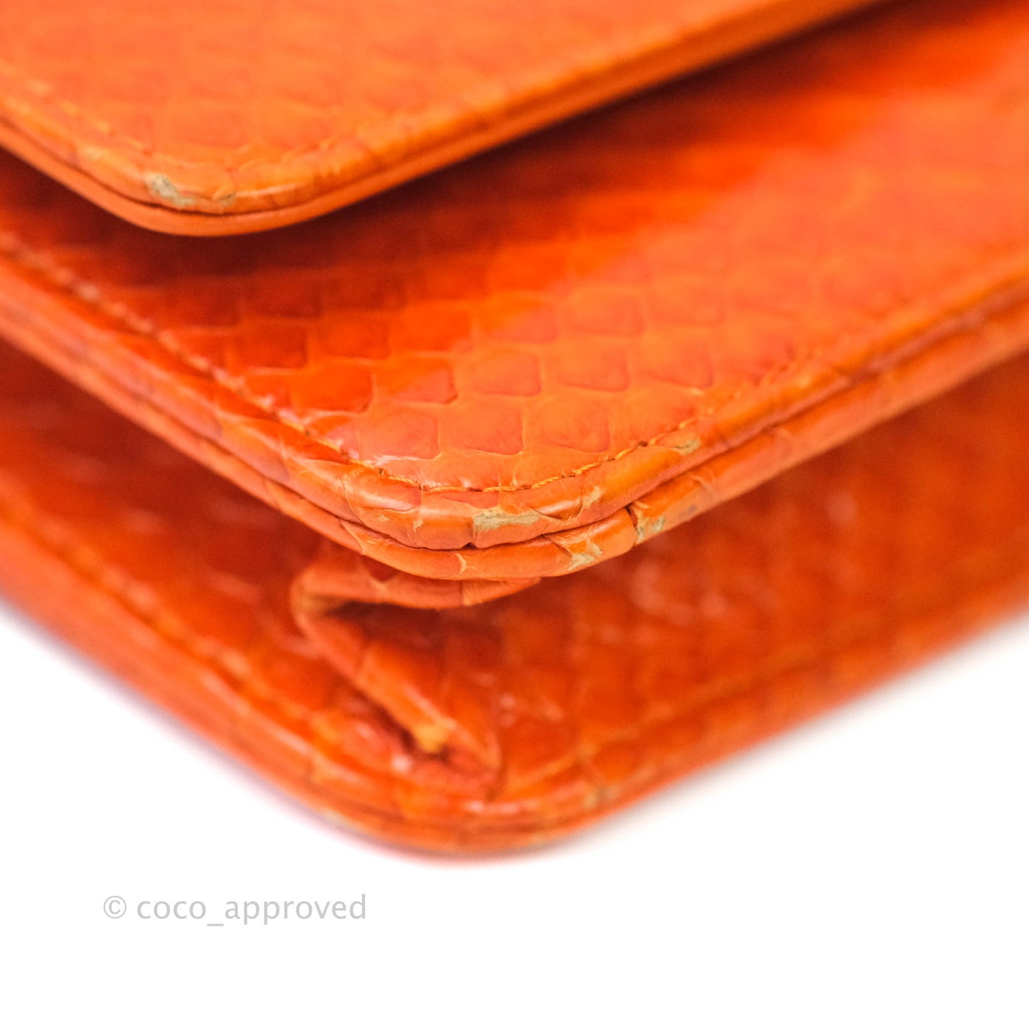 Chanel Wallet on Chain WOC Orange Python Aged Gold Hardware