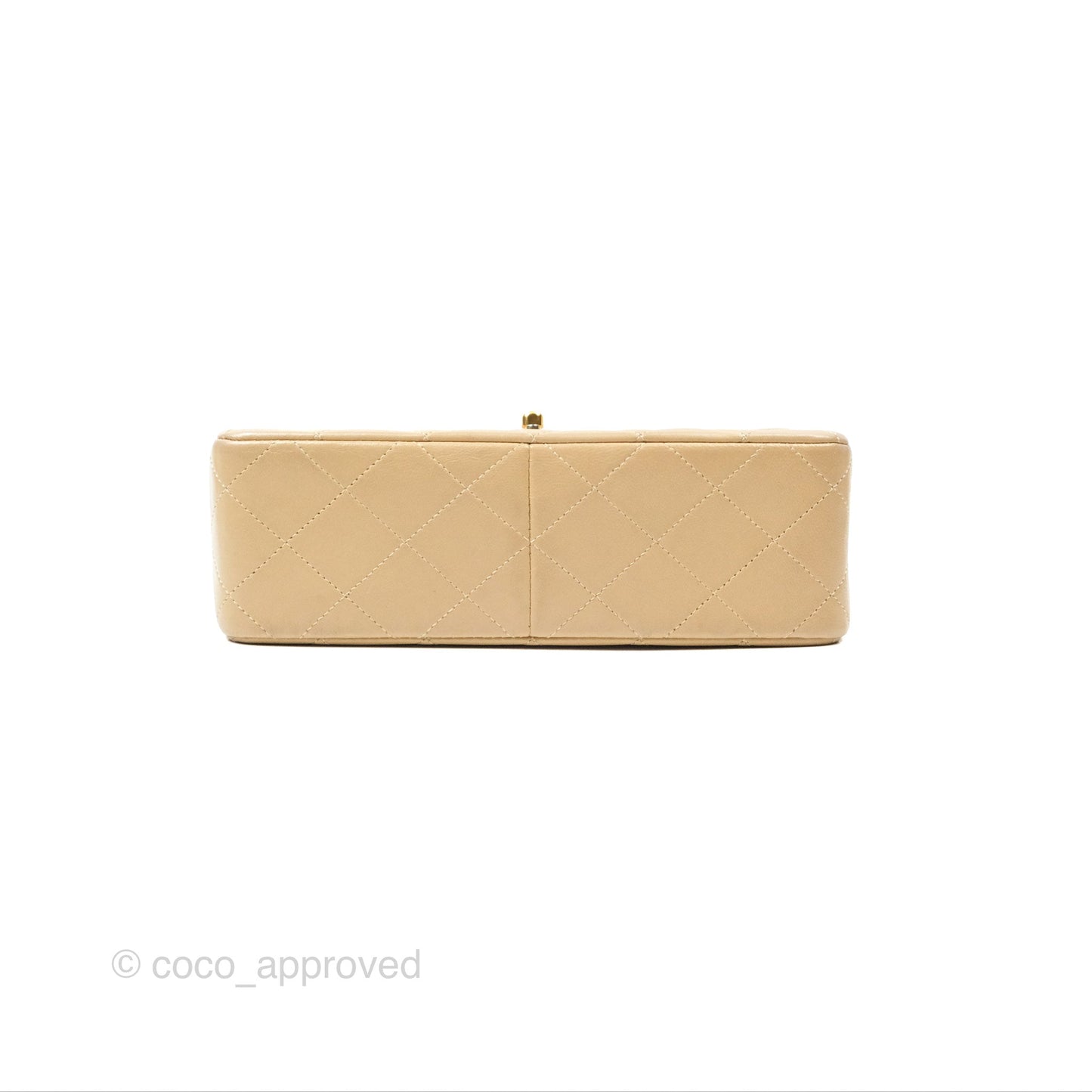 Chanel Vintage Square Flap Bag Beige Lambskin 24K Gold Hardware