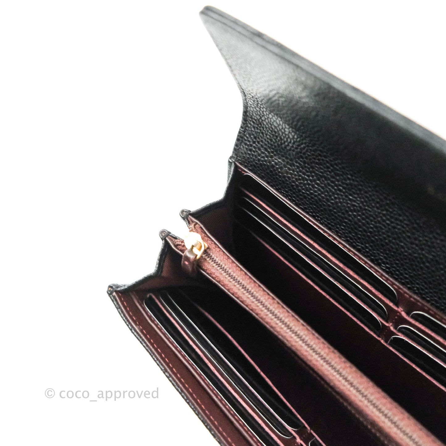 Chanel Quilted Long Wallet Black Caviar Gold Hardware