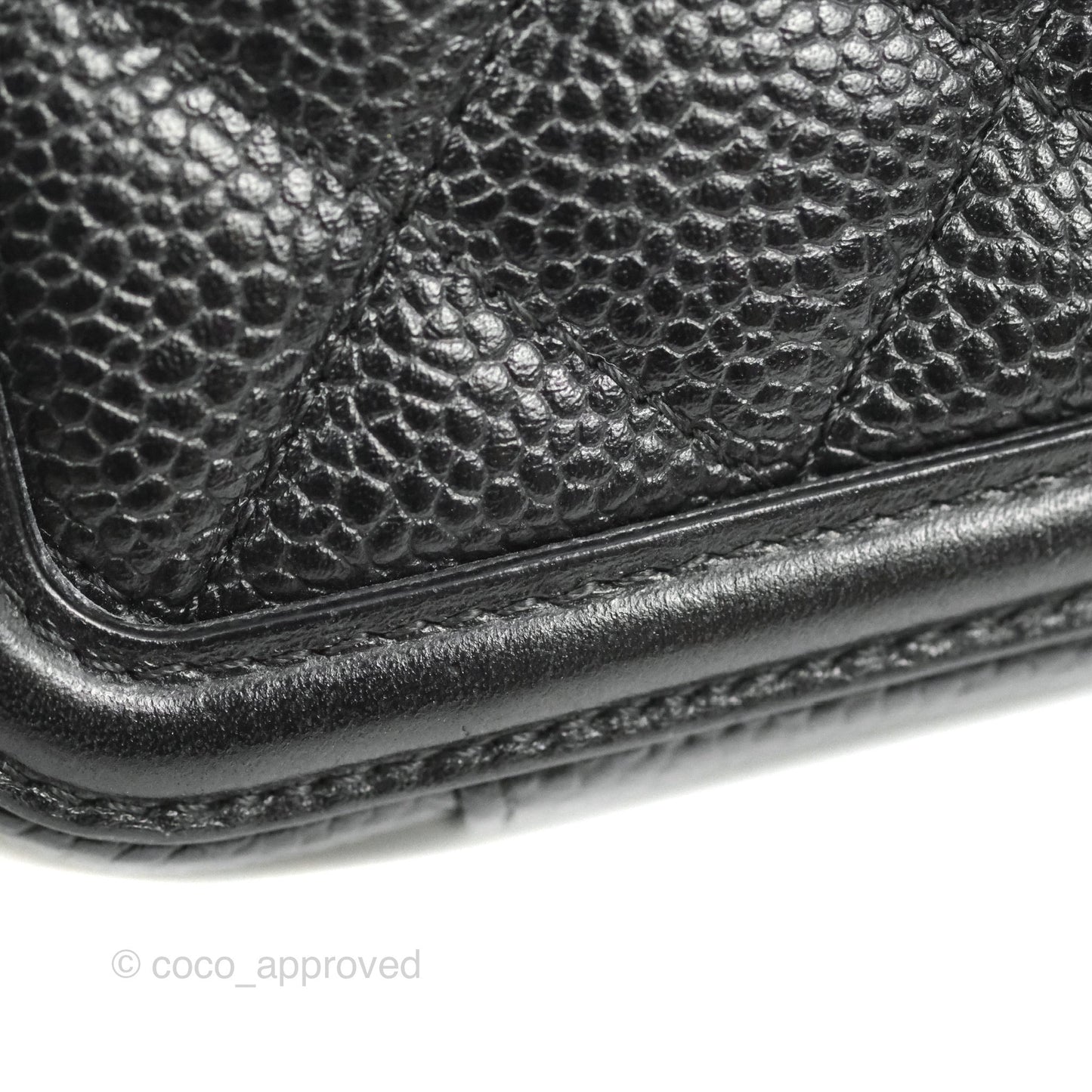 Chanel CC Filigree Vanity Clutch With Chain Caviar Black Aged Gold Hardware