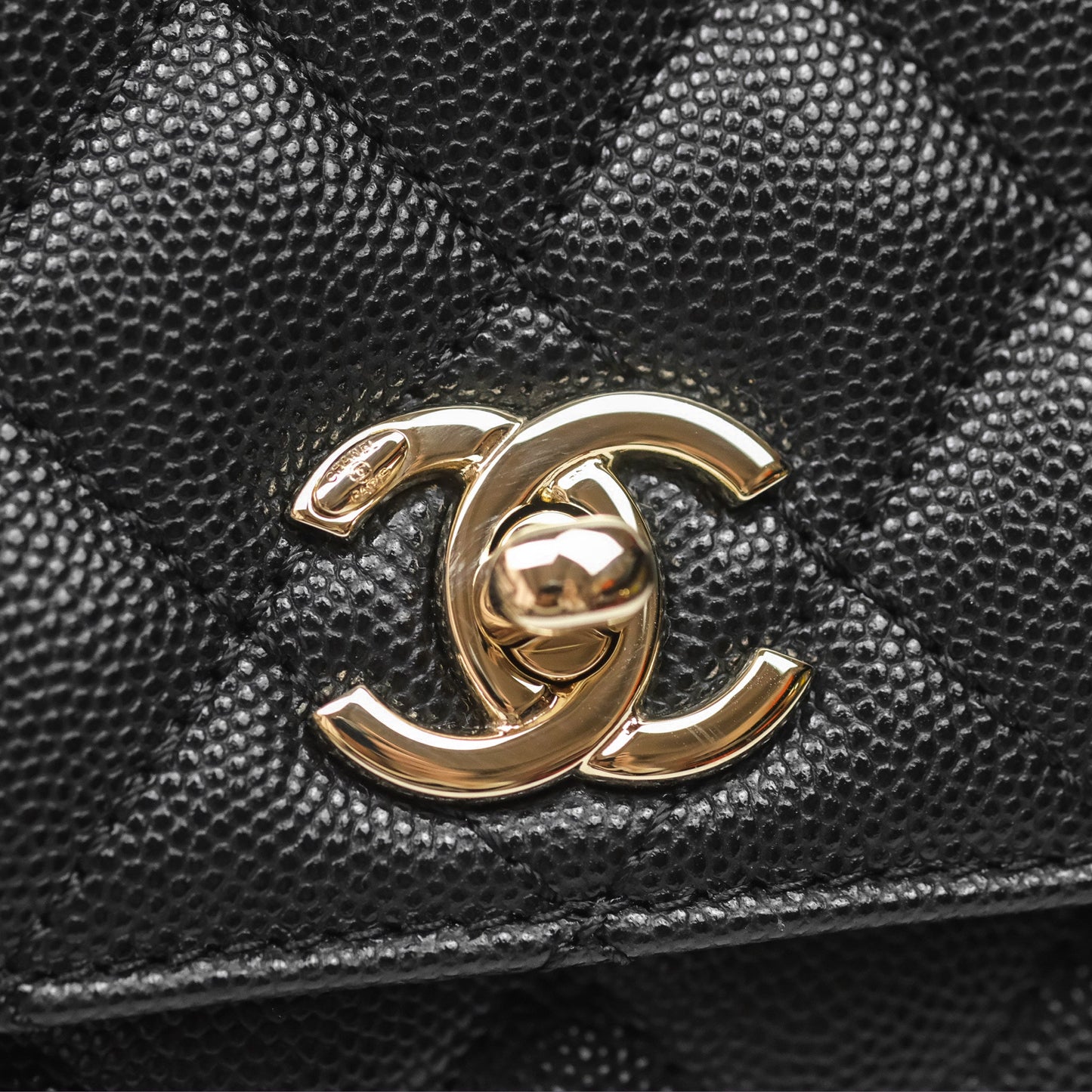 Chanel Mini Coco Handle Quilted Black Caviar Gold Hardware