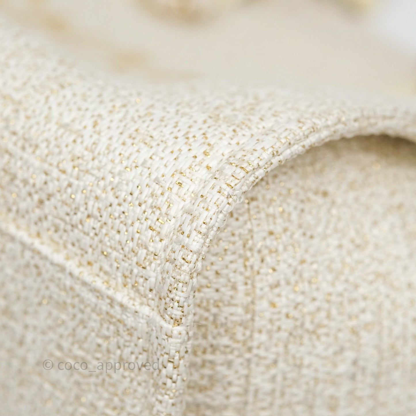 Chanel Large Deauville Ivory/Gold Canvas Gold Hardware
