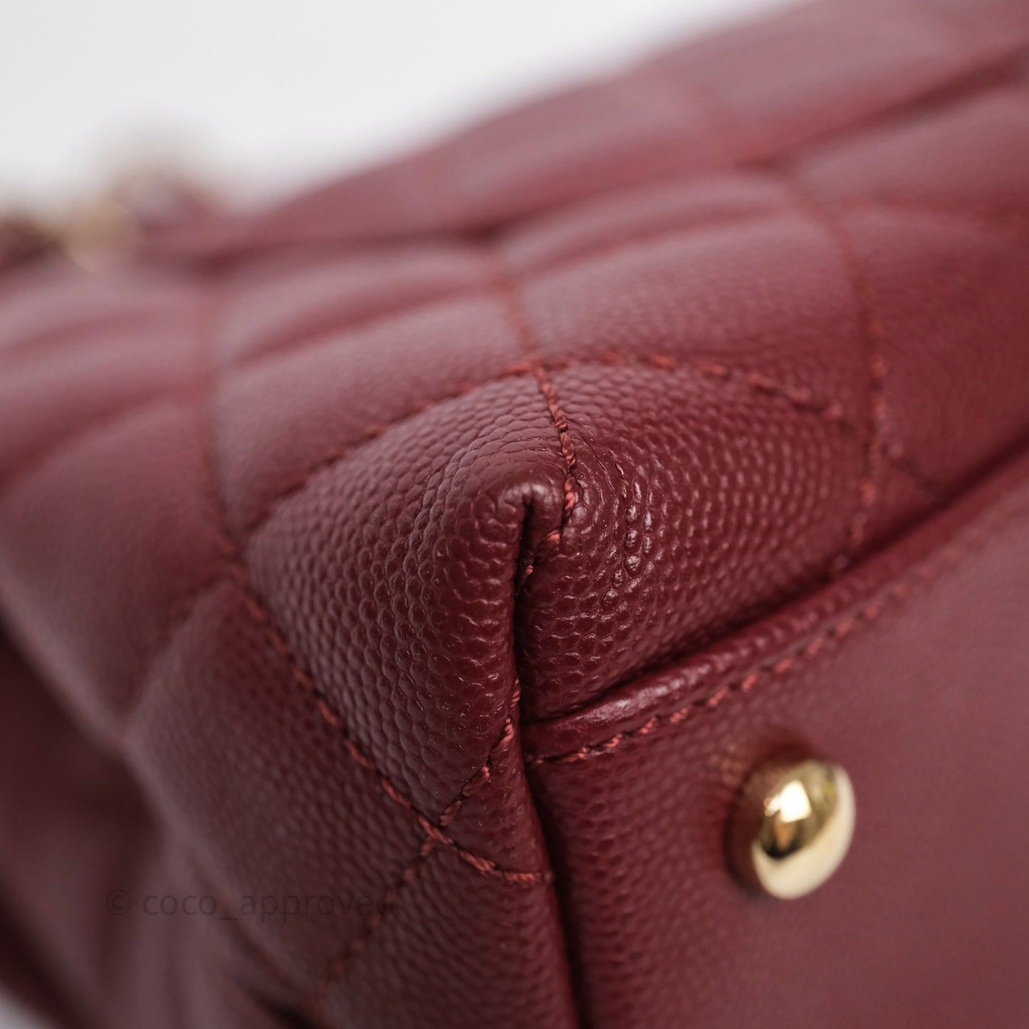 Chanel Small Coco Handle Quilted Red Burgundy Caviar Gold Hardware