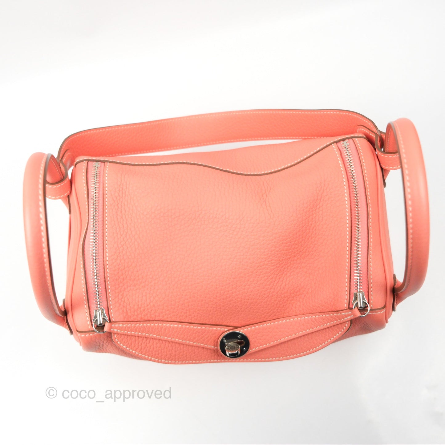 Hermès Lindy 30 Flamingo Clemence Palladium Hardware