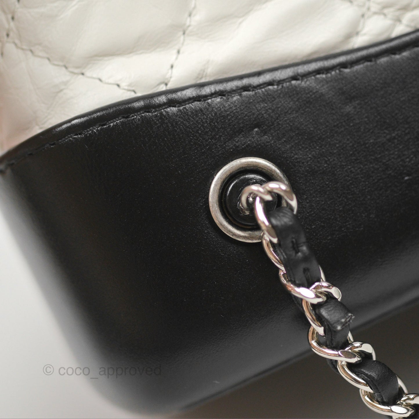 Chanel Small Gabrielle Backpack White Black Aged Calfskin