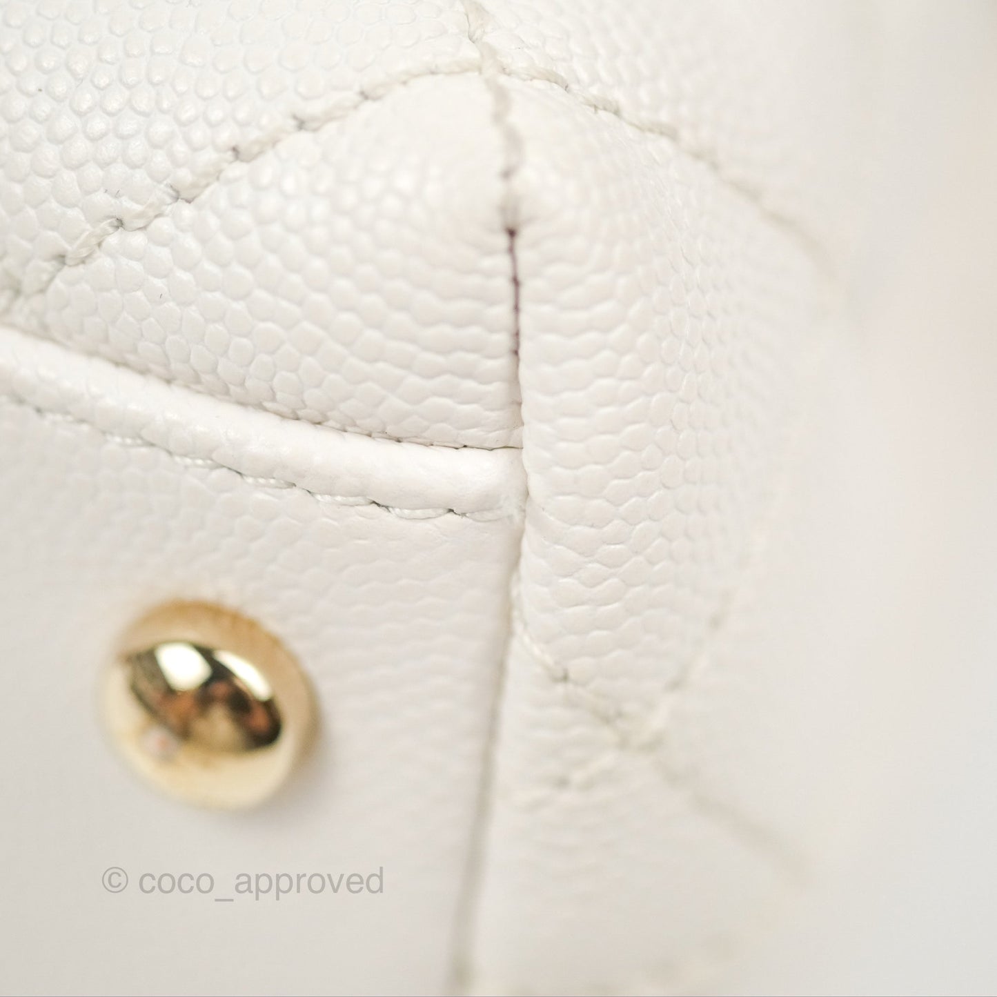 Chanel Mini Coco Handle Quilted Ivory White Caviar Gold Hardware