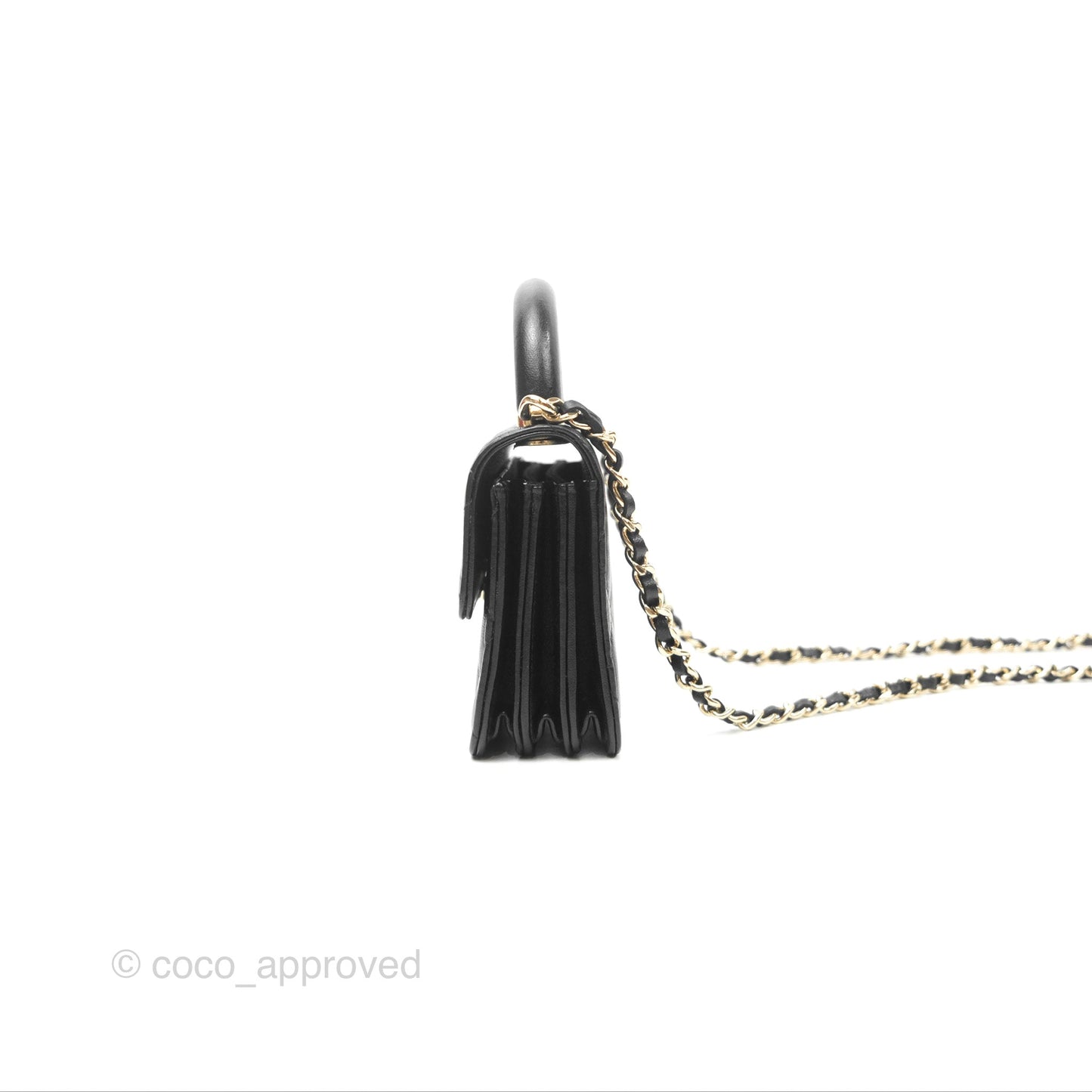 Chanel Top Handle Clutch with Chain Black Lambskin Gold Hardware 22A