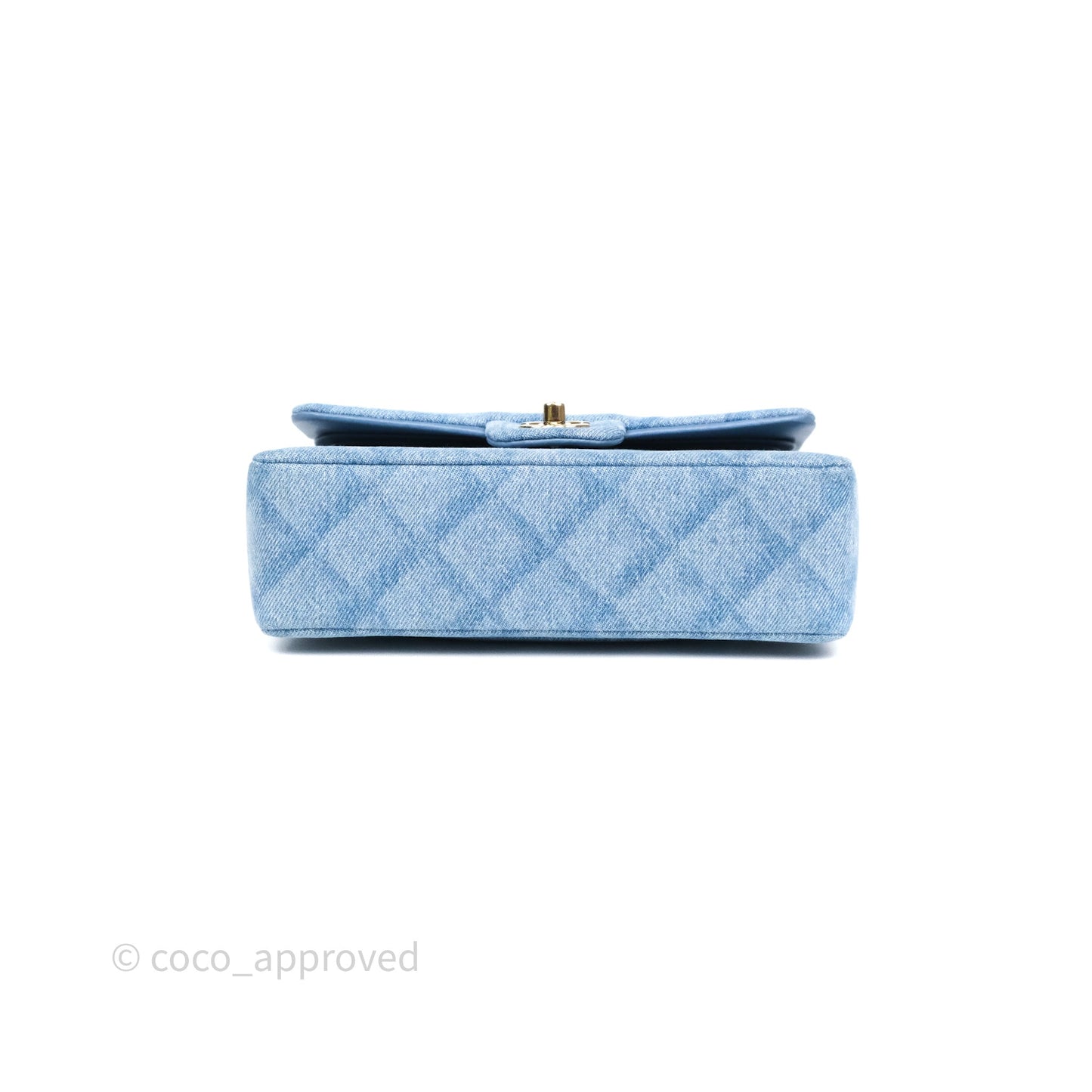 Chanel Small Double Flap Blue Printed Quilted Denim Gold Hardware