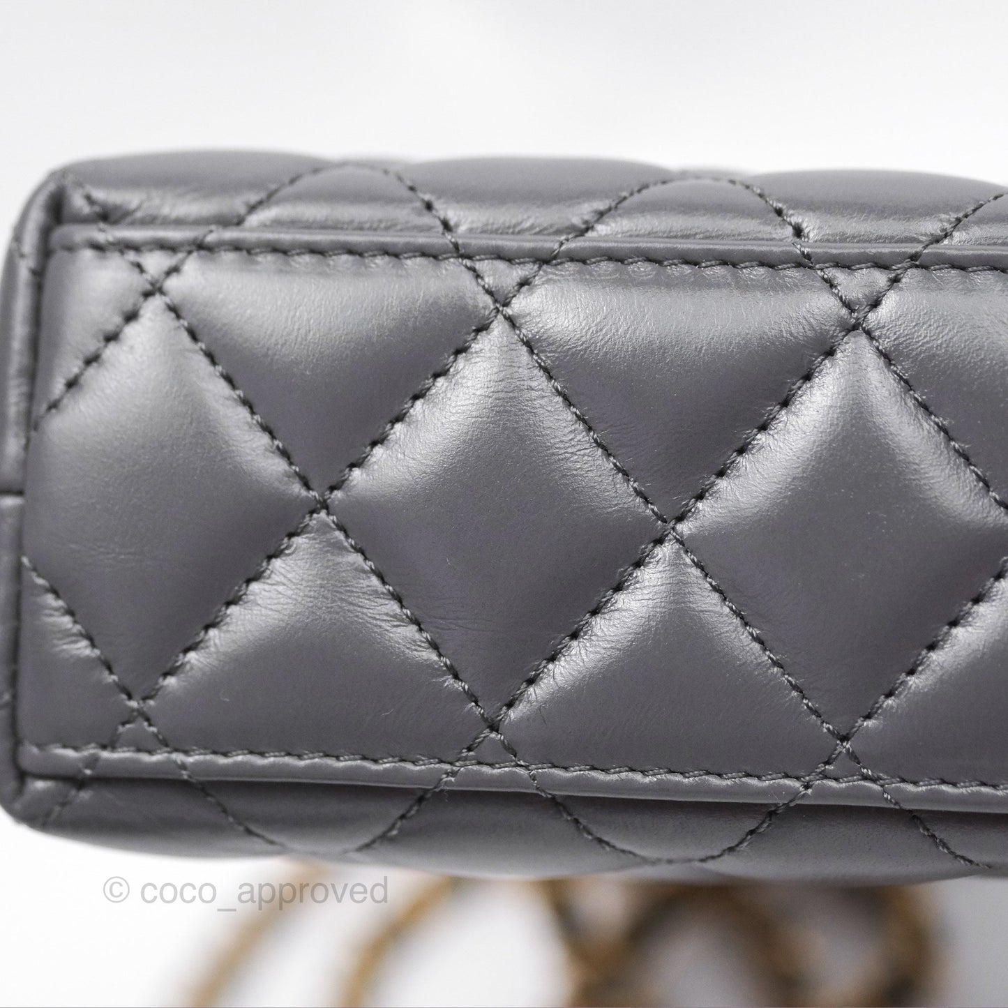 Chanel Kelly Bag Quilted Grey Shiny Calfskin Aged Gold Hardware