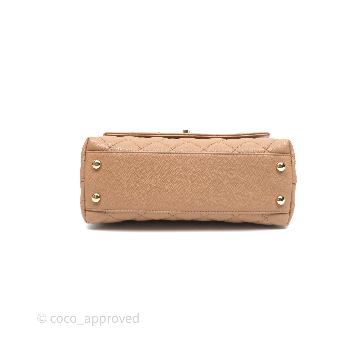 Chanel Small Coco Handle Quilted Dark Beige Caviar Gold Hardware