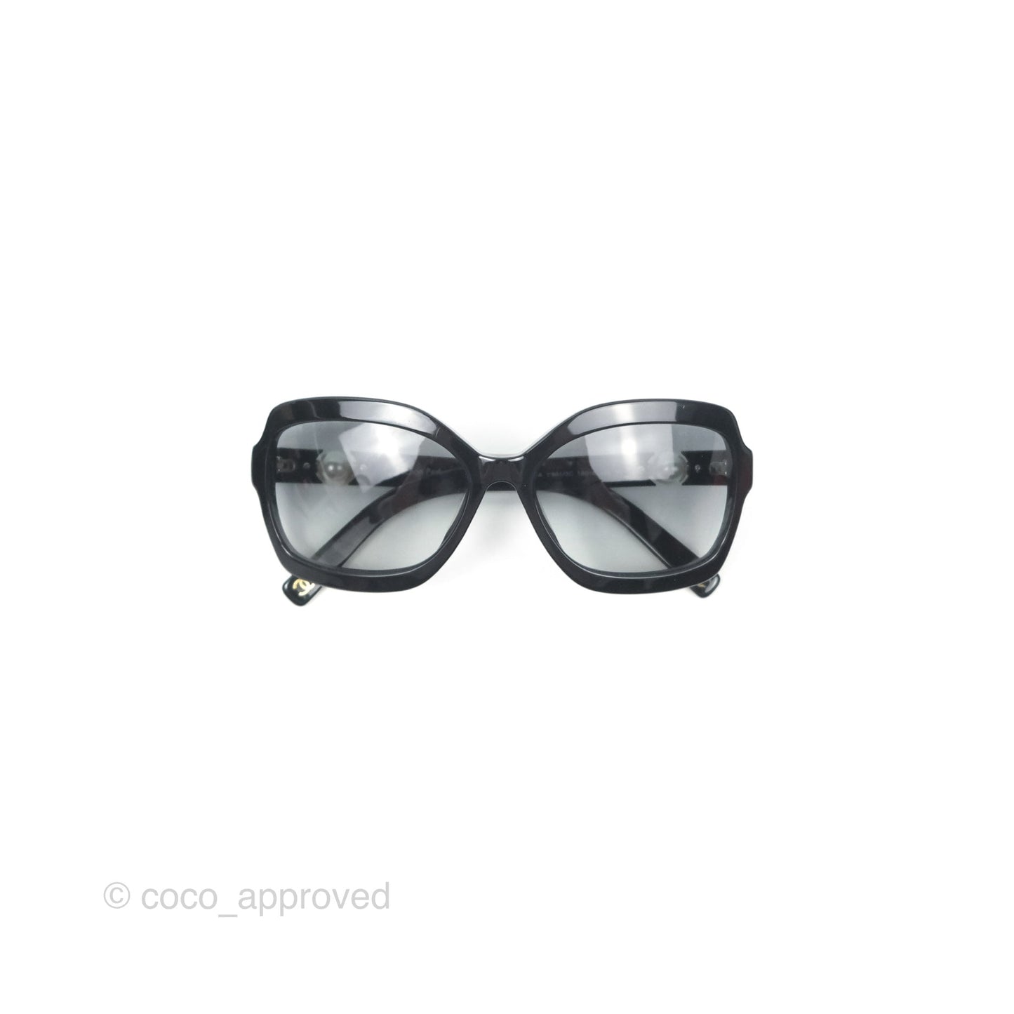 Chanel Acetate Strass Square Pearl Sunglasses Black