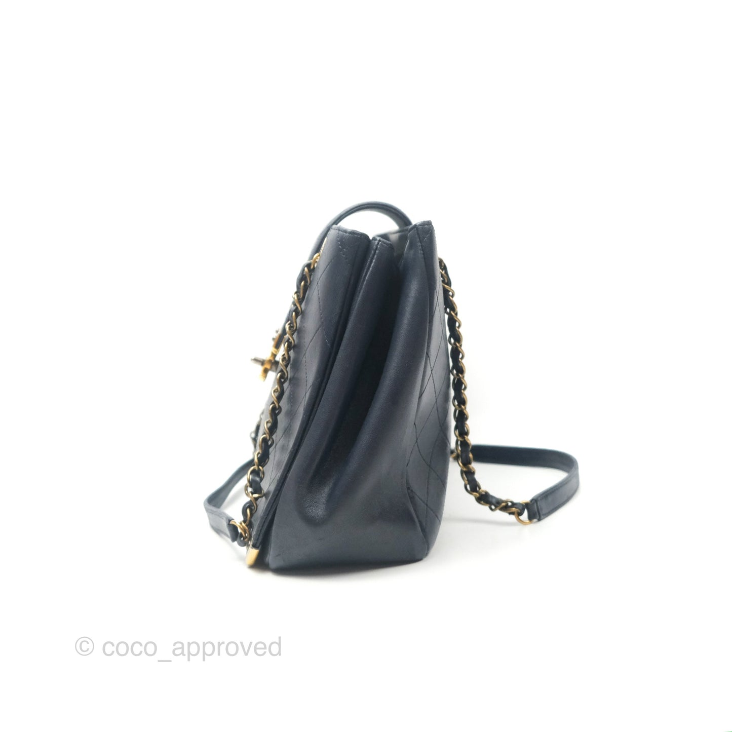 Chanel Medium Around The Corner Shopping Tote Navy Lambskin