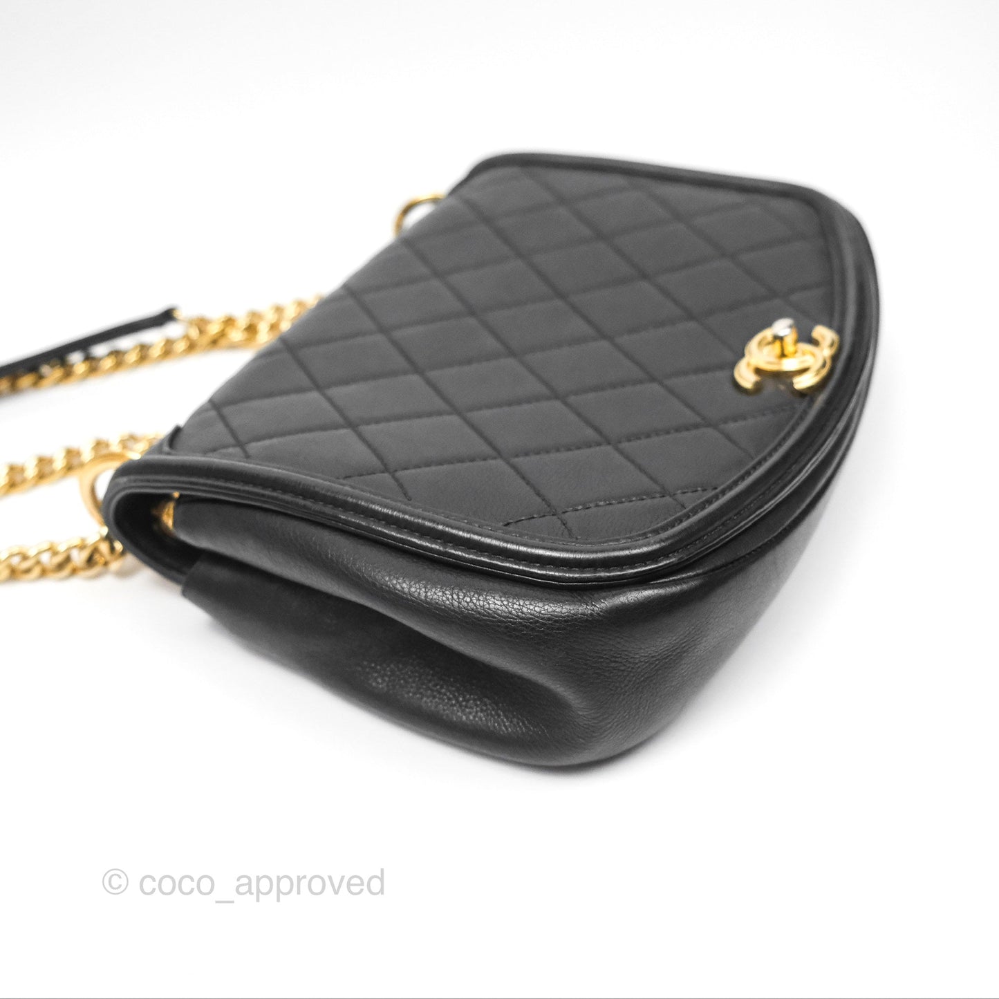 Chanel Small Underline Saddle Flap Bag Black Calfskin Gold Hardware