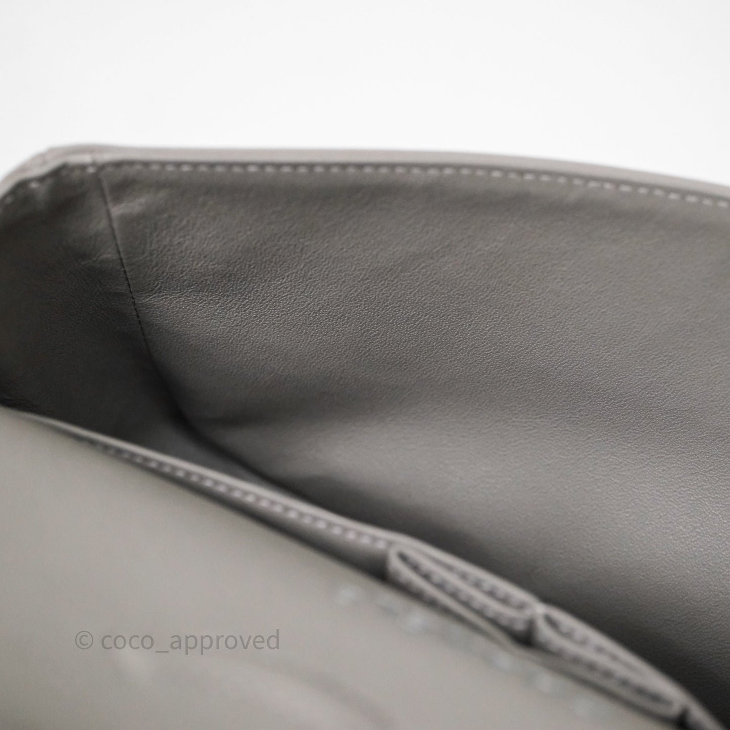 Chanel Classic M/L Medium Flap Quilted Grey Lambskin Silver Hardware
