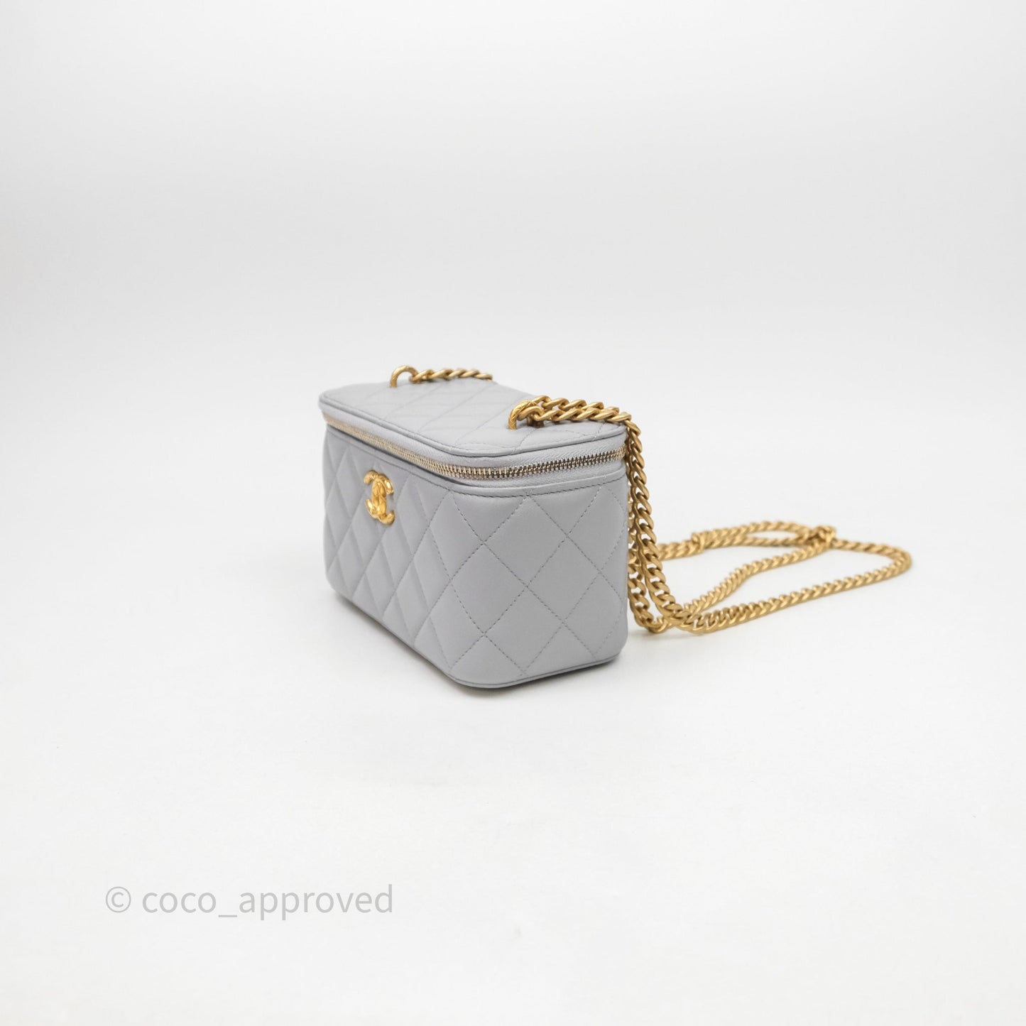Chanel Vanity with Adjustable Chain Grey Lambskin Aged Gold Hardware