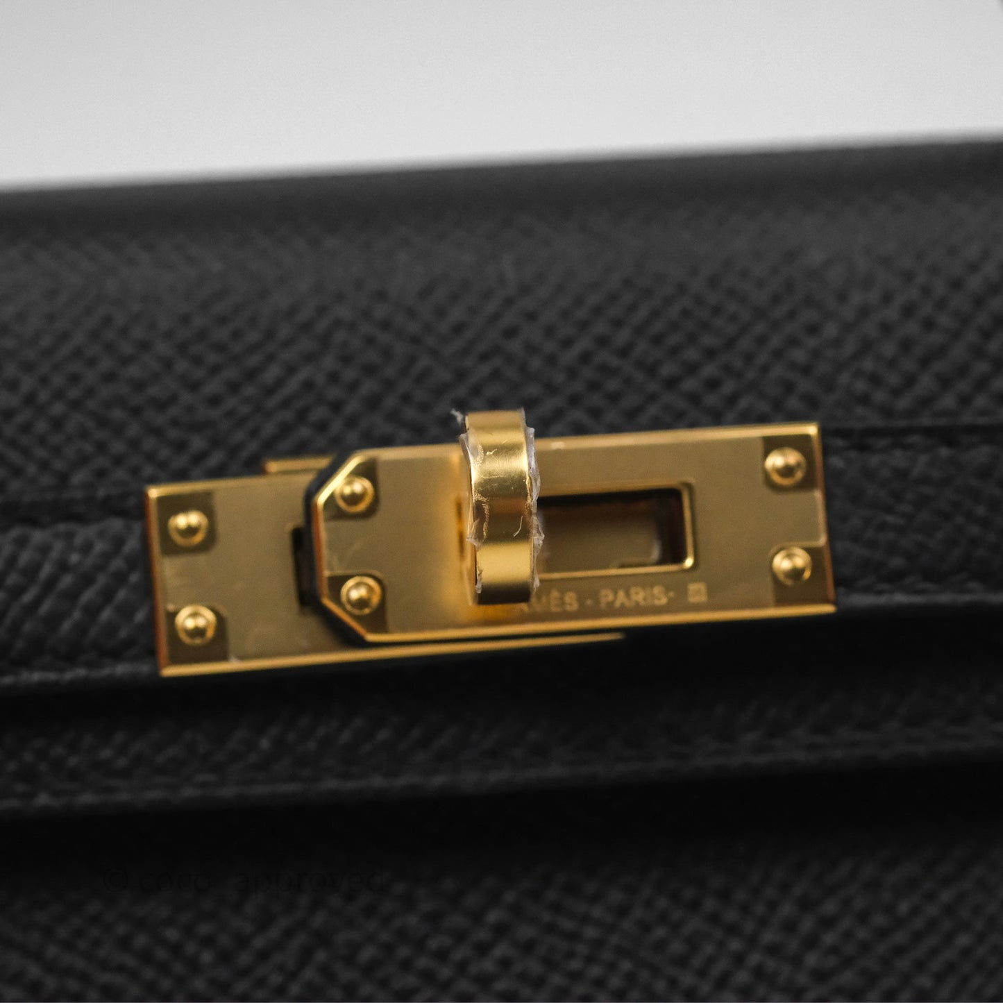 Hermès Mini Kelly II Noir 89 Epsom Gold Hardware