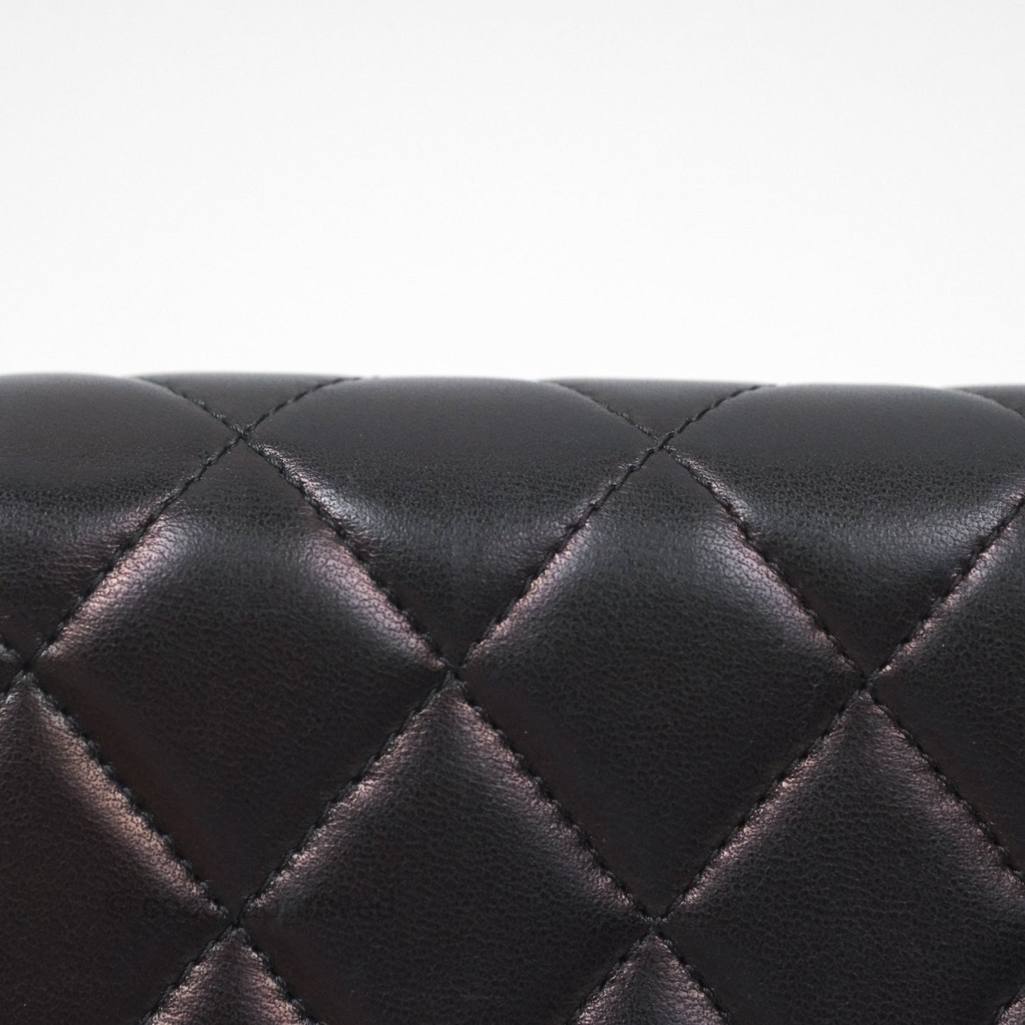 Chanel Quilted Classic Zip Long Wallet Black Lambskin Silver Hardware
