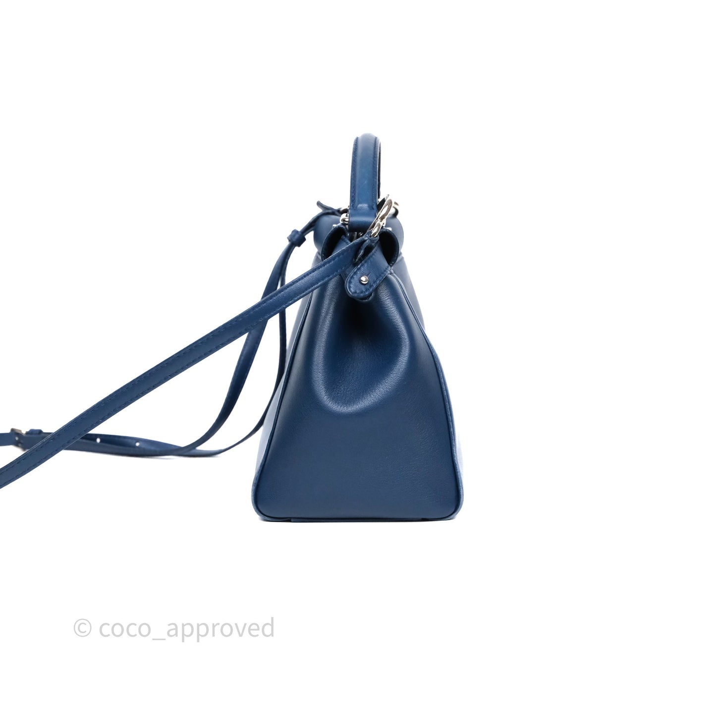 Fendi Nappa Mini Peekaboo Bag Blue Silver Hardware