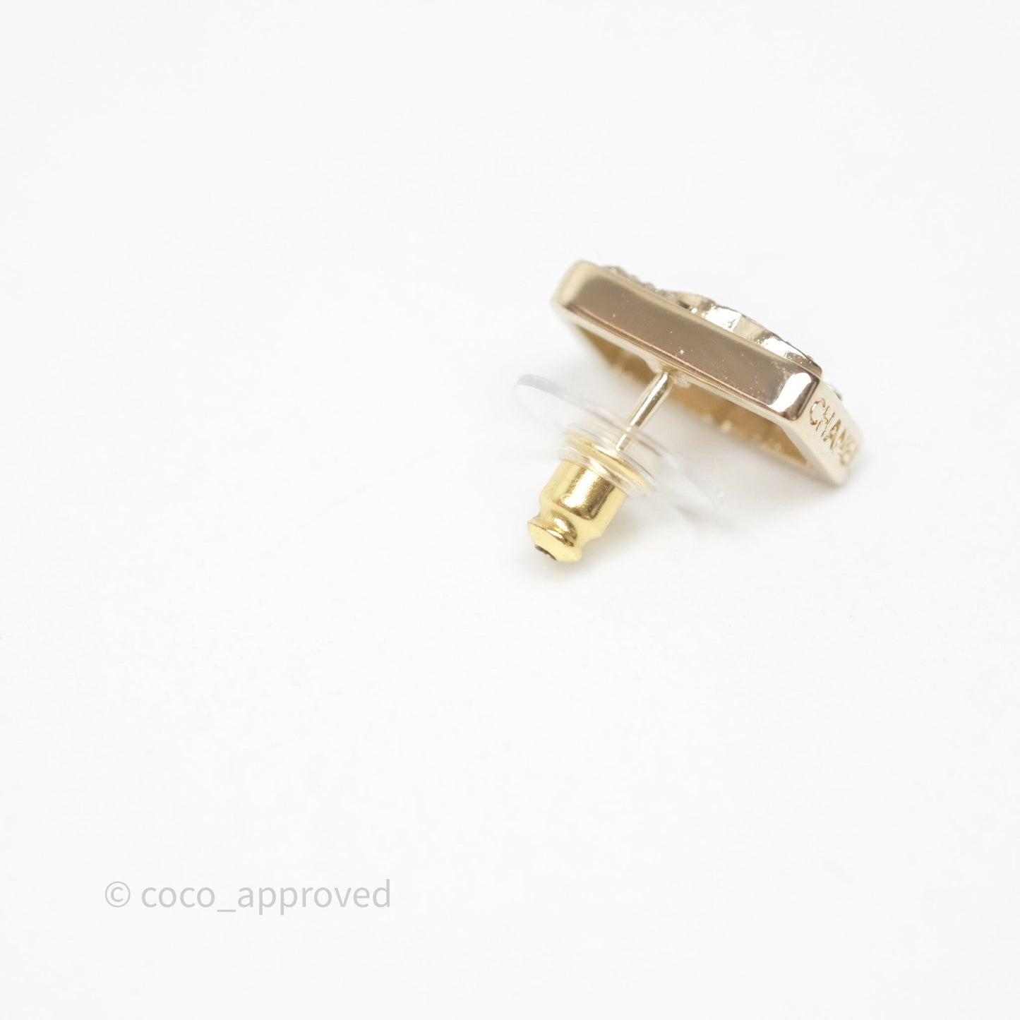 Chanel Crystal CC No.5 Earrings Gold Tone 23B