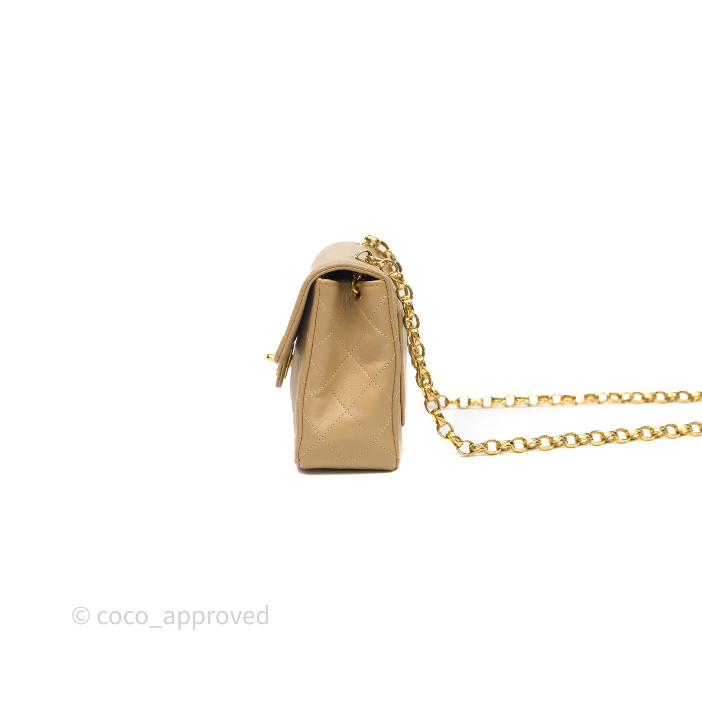 Chanel Vintage Mini Flap Bag Beige Lambskin Gold Hardware