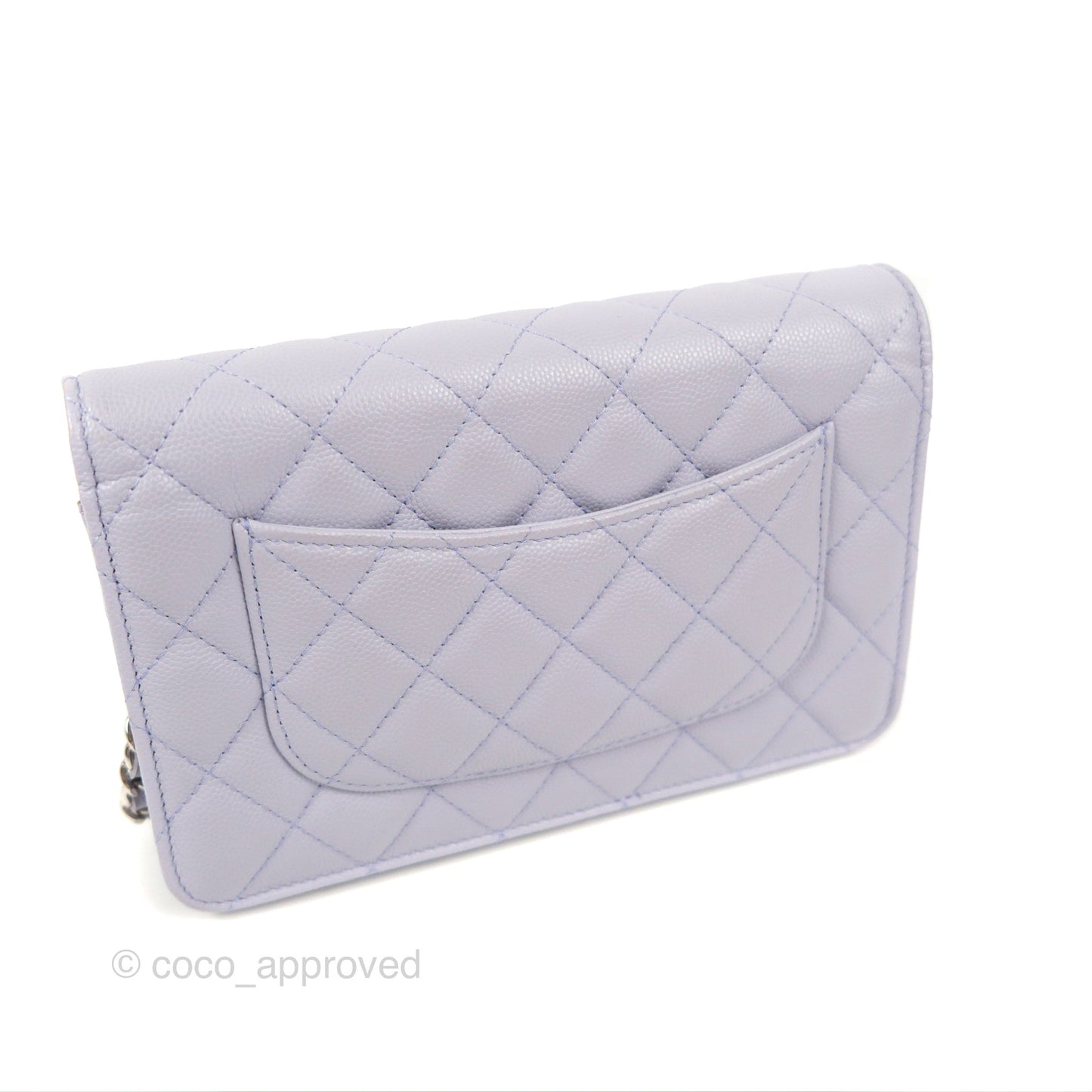 Chanel Quilted Classic Wallet on Chain WOC Lilac Caviar Silver Hardware