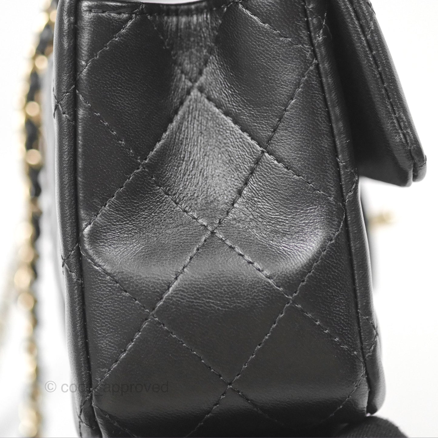 Chanel Top Handle Mini Rectangular Flap Bag with Charm Black Lambskin Gold Hardware