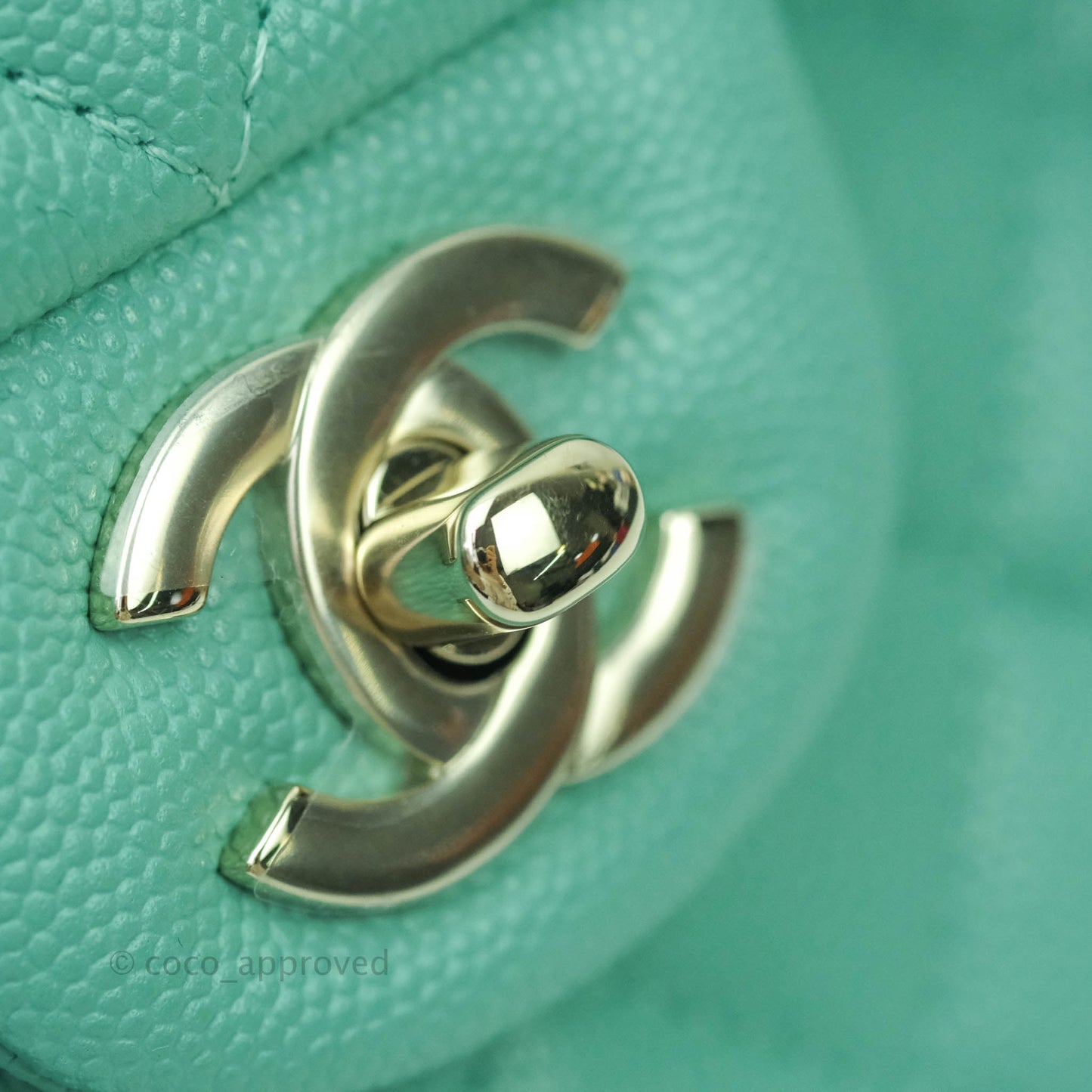 Chanel Classic Small S/M Flap Tiffany Blue Mint Caviar Gold Hardware 21S