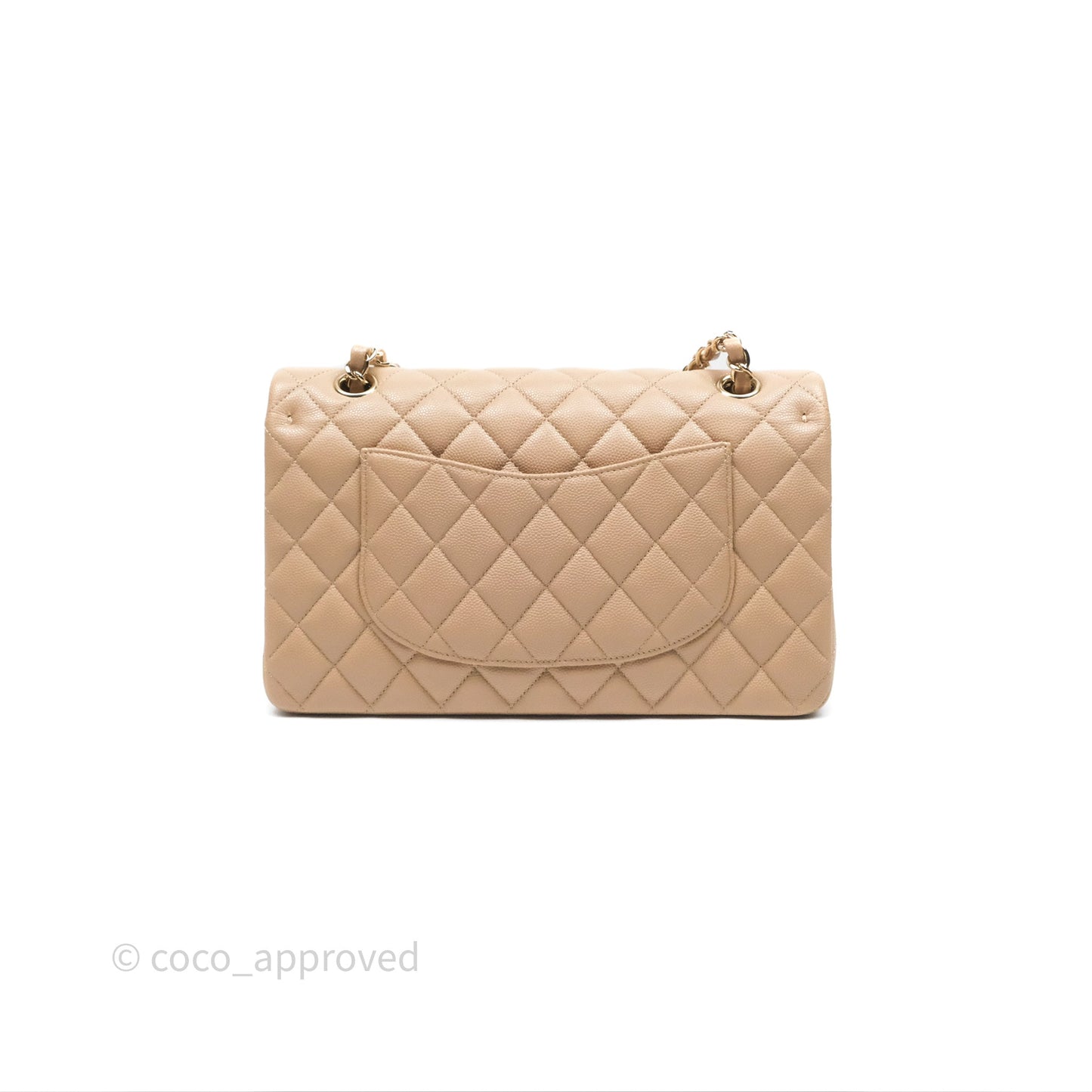 Chanel Classic M/L Medium Double Flap Dark Beige Caviar Gold Hardware 19B