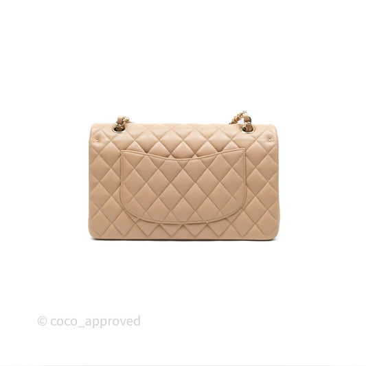 Chanel Classic M/L Medium Double Flap Dark Beige Caviar Gold Hardware 19B