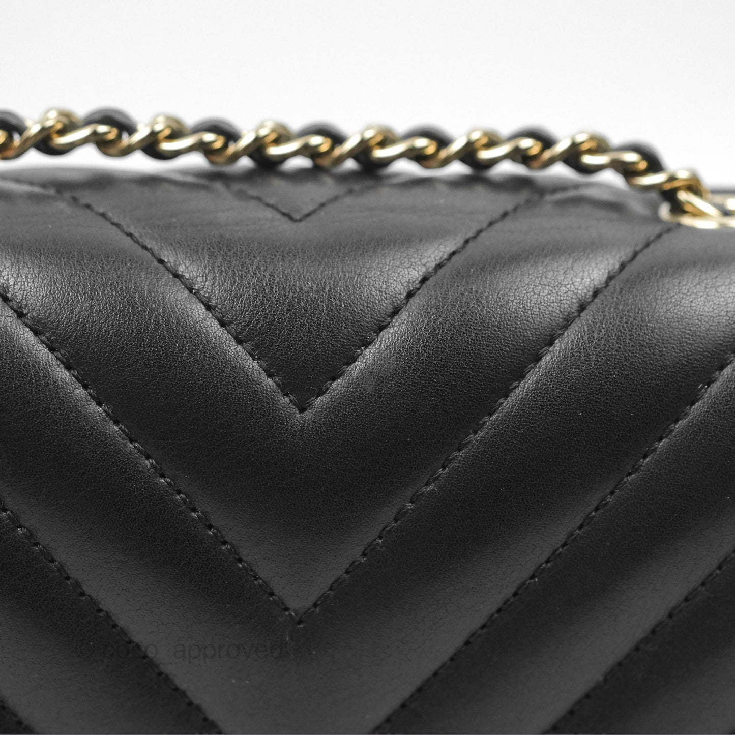 Chanel Small Statement Chevron Flap Bag Black Calfskin Gold Hardware