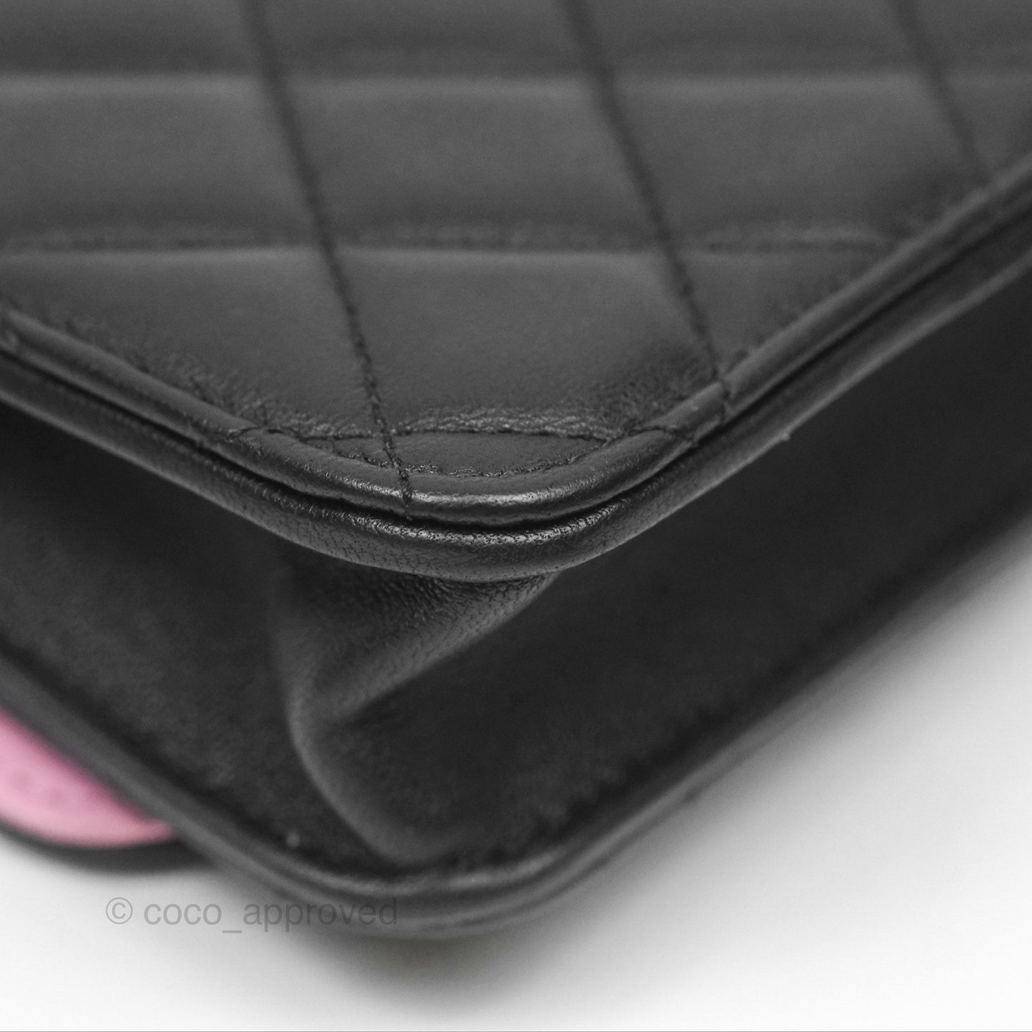 Chanel Top Handle Mini WOC Phone Holder Black/Pink Lambskin Gold Hardware 23P