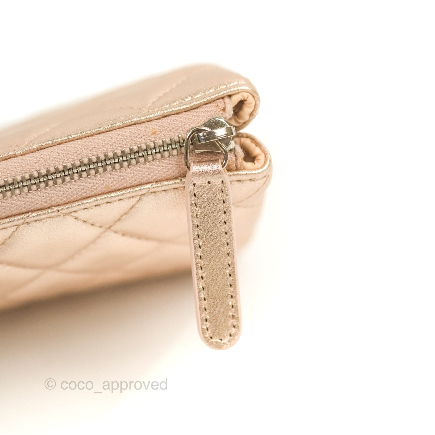 Chanel Toiletry Pouch Metallic Rose Gold Lambskin Silver Hardware