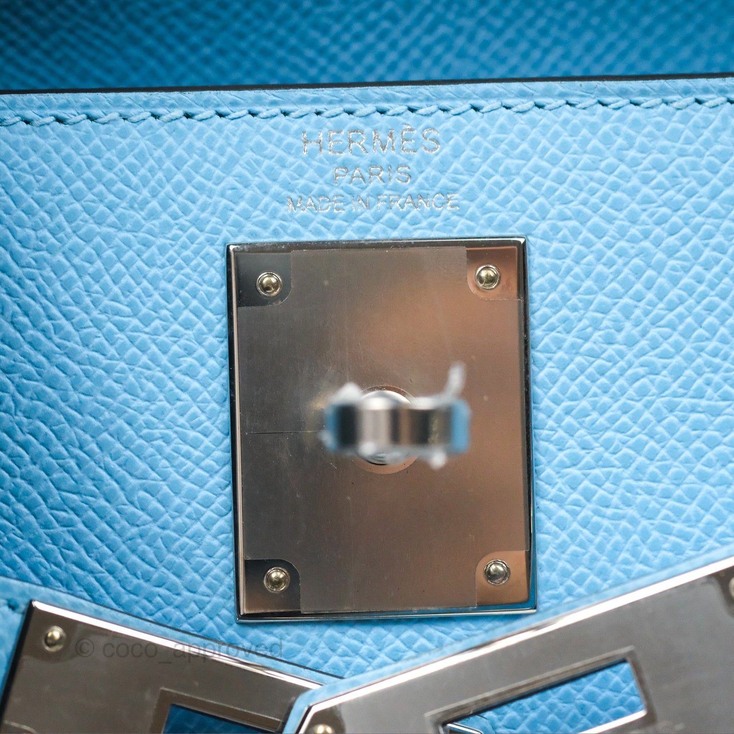 Hermès Sellier Kelly 28 Celeste 7N Epsom Palladium Hardware