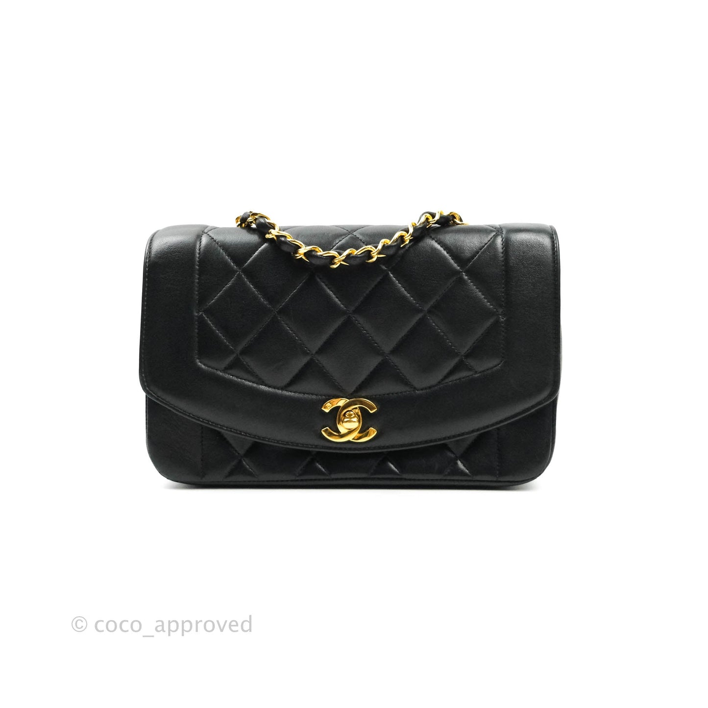 Chanel Black Quilted Lambskin Small Vintage Classic Diana Flap Bag
