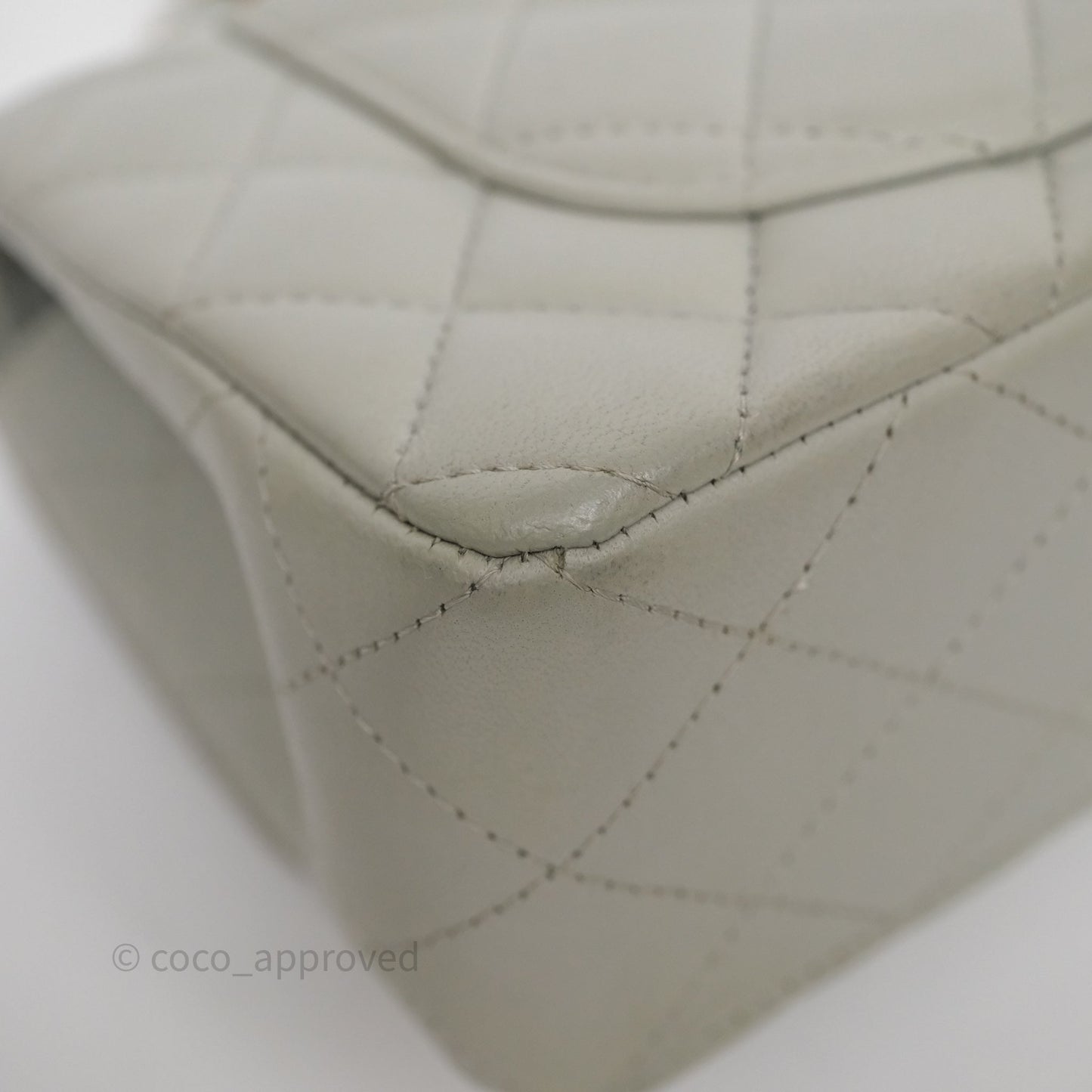 Chanel Small Classic Flap Quilted Grey Lambskin Gold Hardware