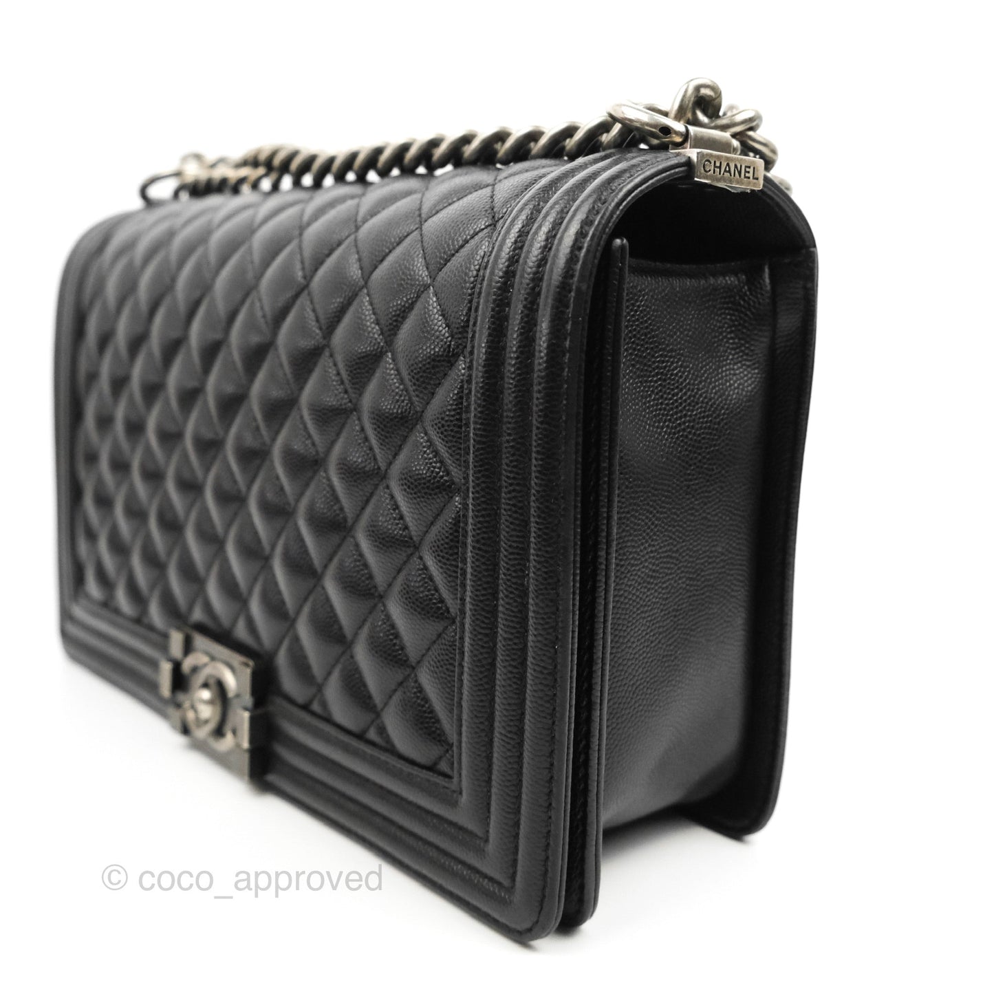 Chanel Quilted New Medium Boy Black Caviar Ruthenium Hardware