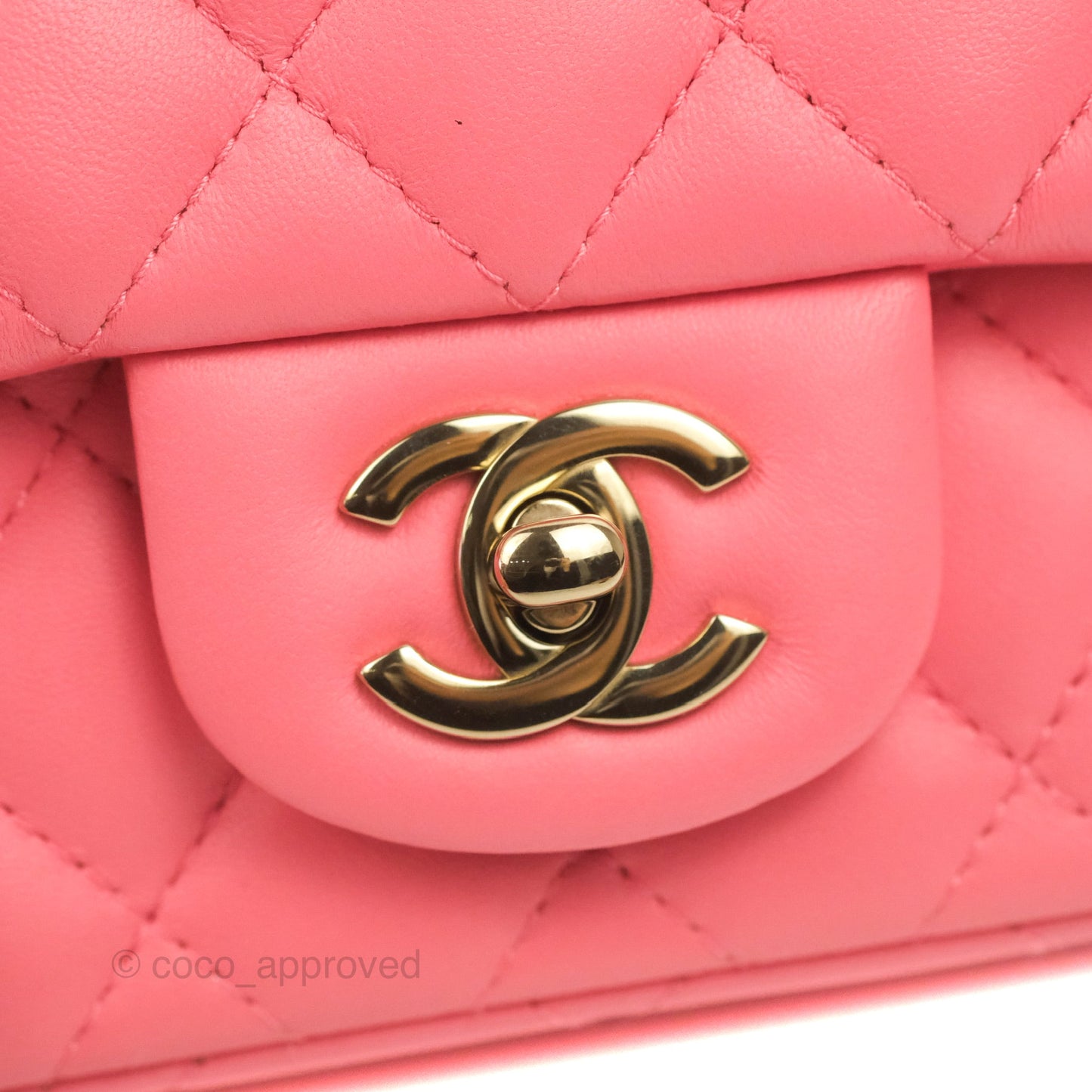 Chanel Mini Square Flap Pink Lambskin Gold Hardware