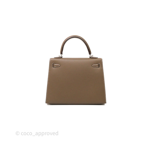 Hermes Kelly 25 Etoupe 18 Epsom Palladium Hardware