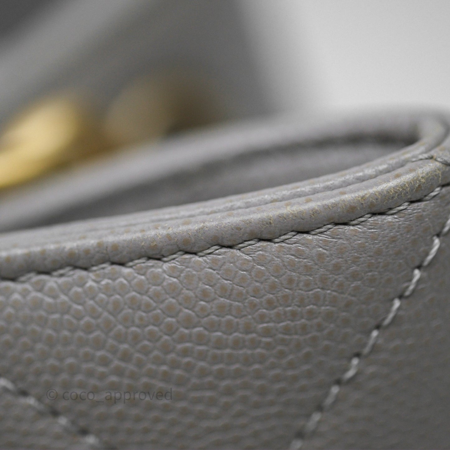 Chanel Drawstring Bucket Bag Grey Grained Calfskin Aged Gold Hardware