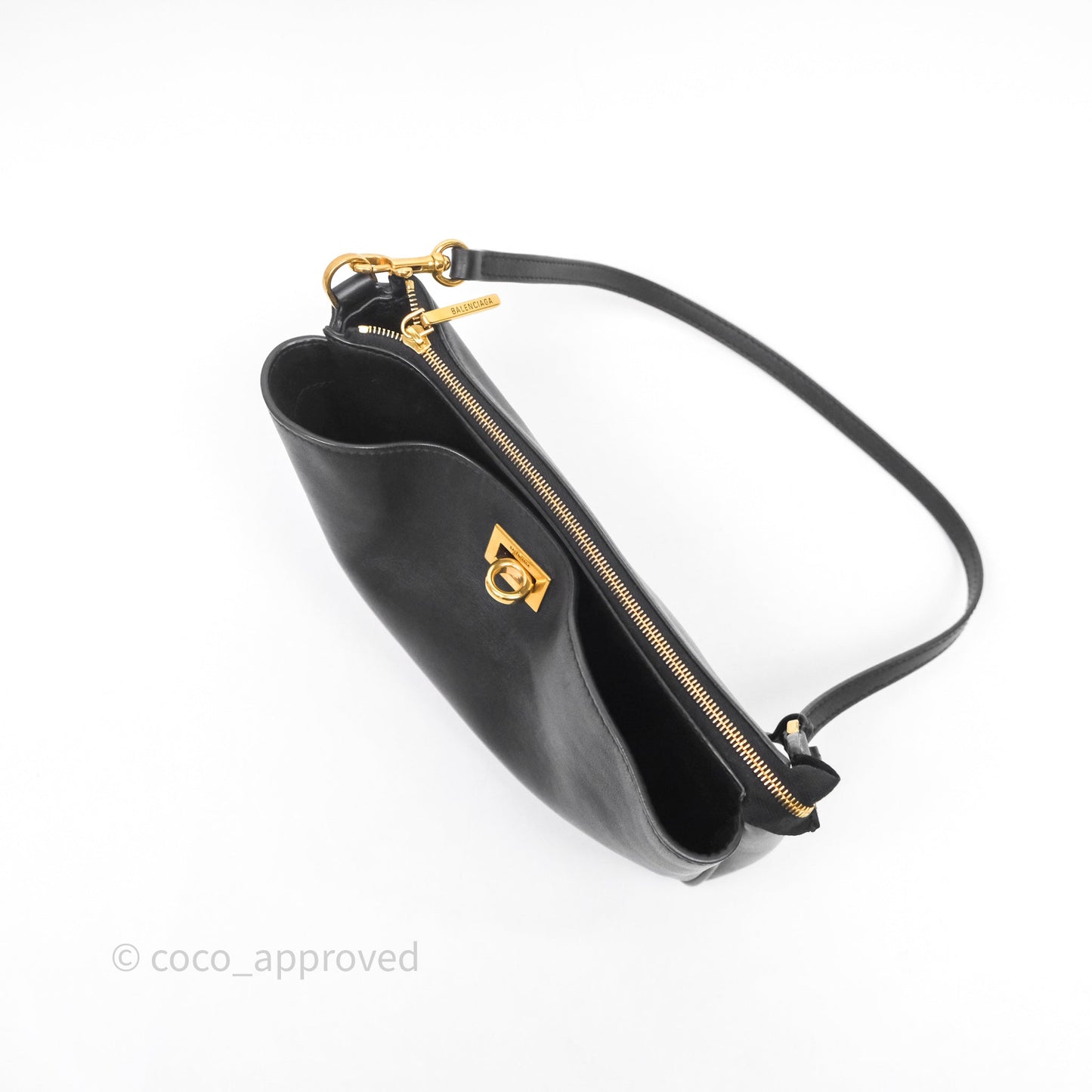 Balenciaga Rodeo Sling Pochette Leather Shoulder Bag Black Calfskin