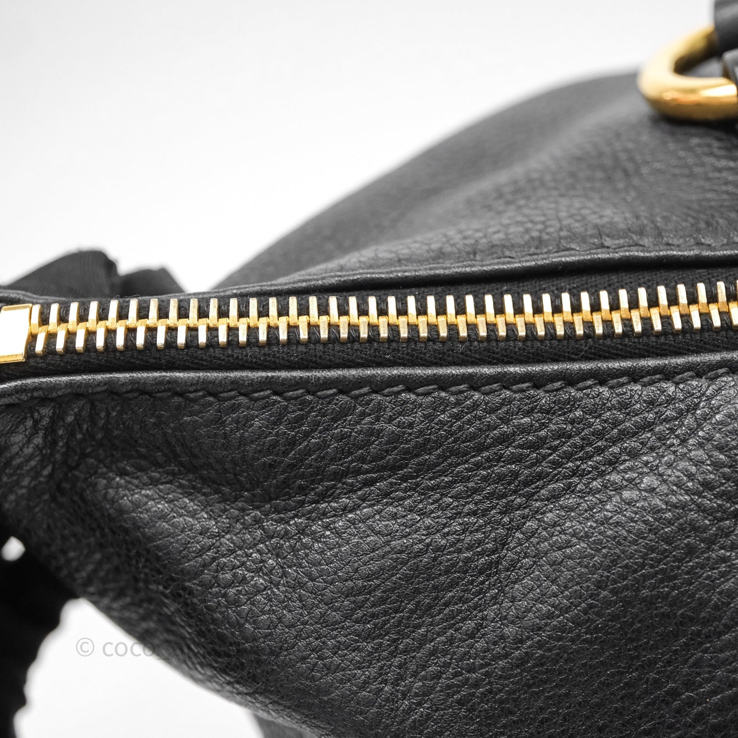 Miu Miu Vitello Tote Bag Black Gold Hardware