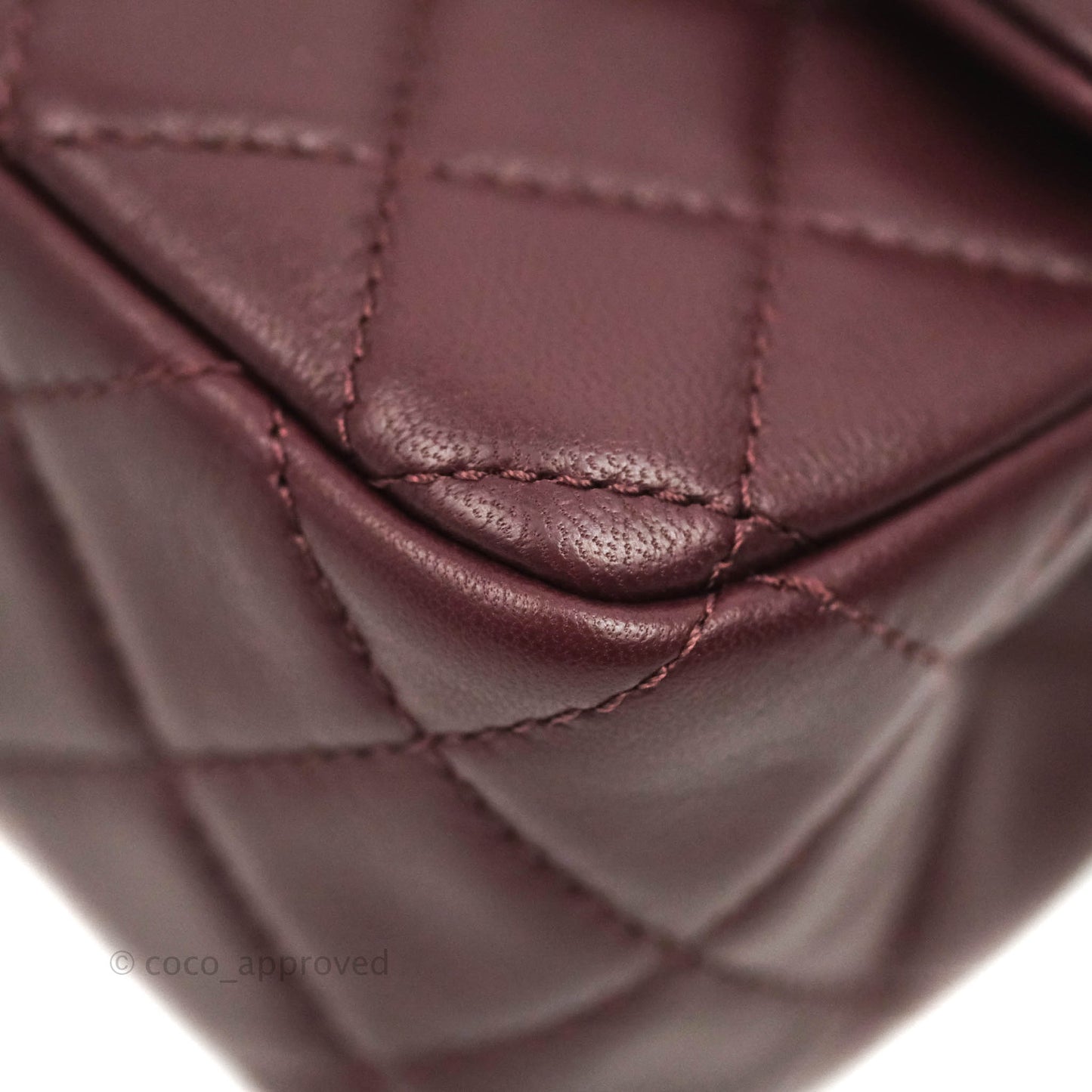 Chanel Mini Rectangular Pearl Crush Quilted Maroon Red Lambskin Gold Hardware