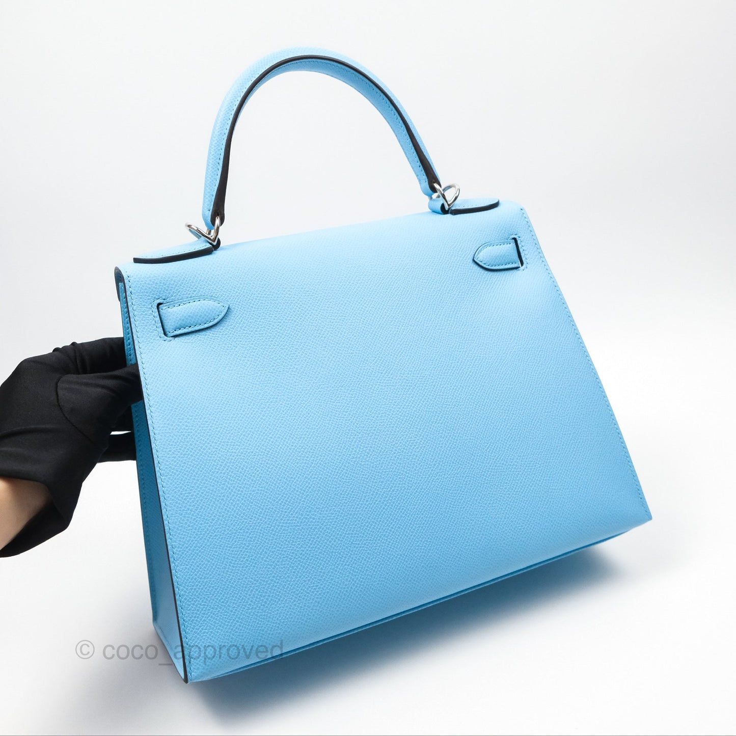 Hermès Sellier Kelly 28 Celeste 7N Epsom Palladium Hardware